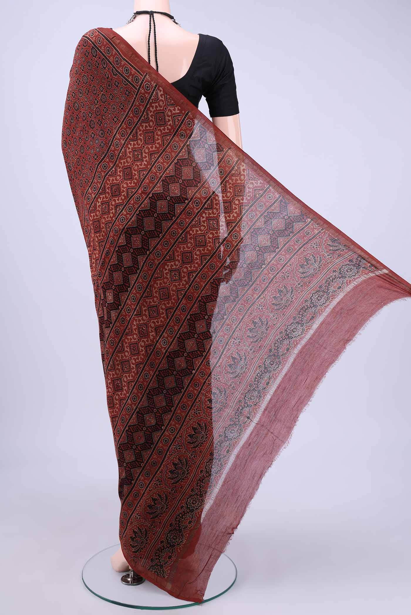 Maroon Chanderi Silk Cotton Saree - Image 2
