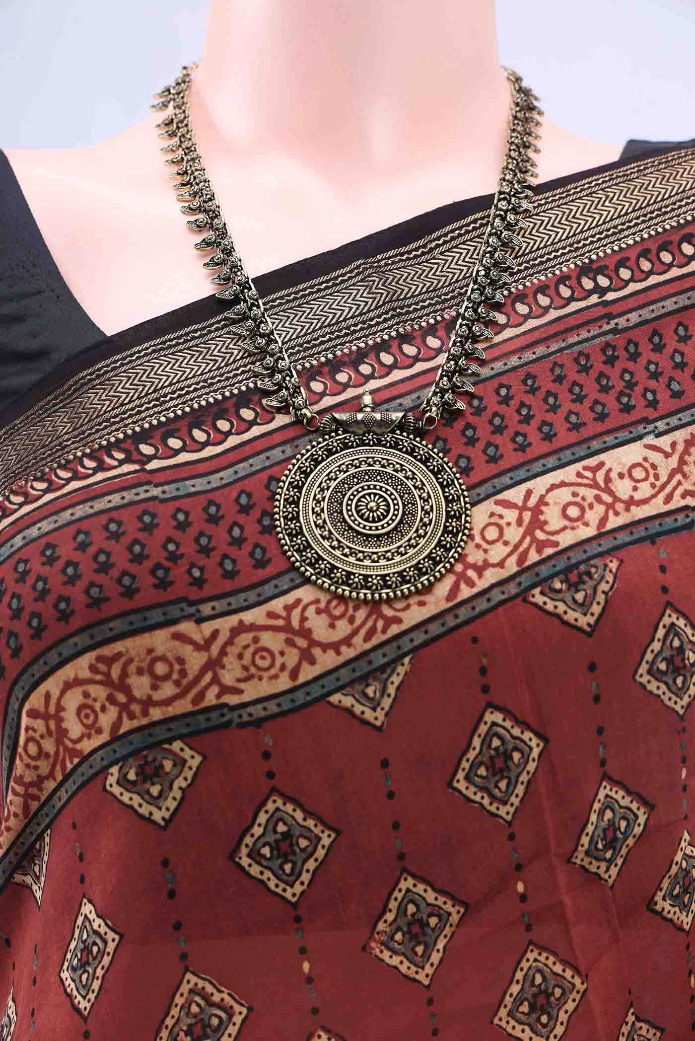 Maroon Chanderi Silk Cotton Saree - Image 3