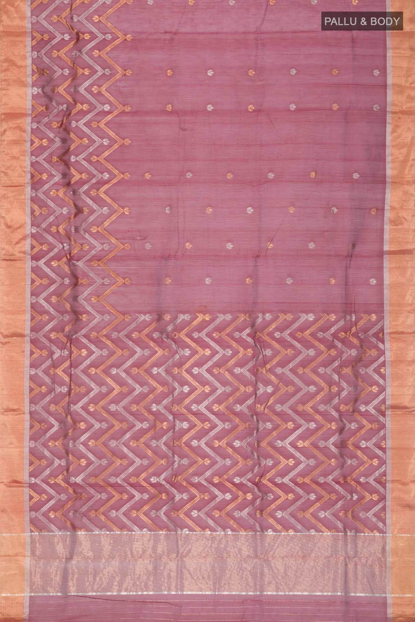 Maroon Chanderi Silk Cotton Saree - Image 9
