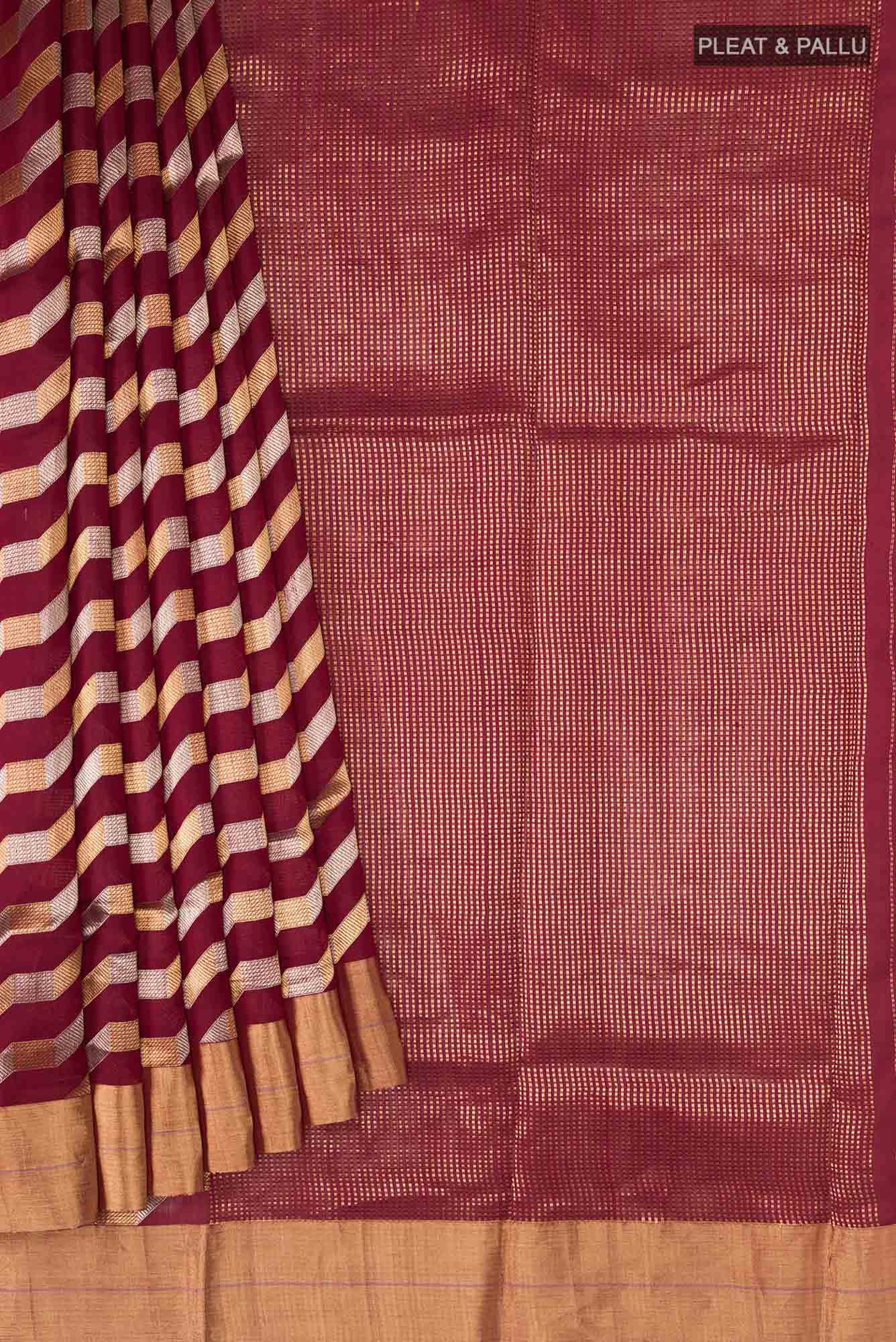 Maroon Chanderi Silk Saree - Image 2