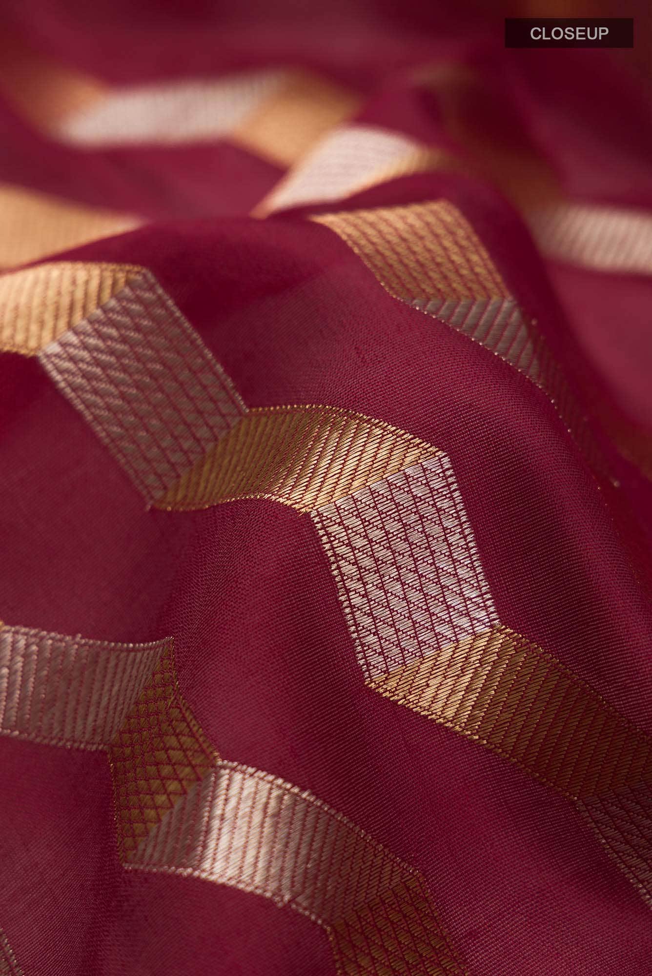 Maroon Chanderi Silk Saree - Image 3