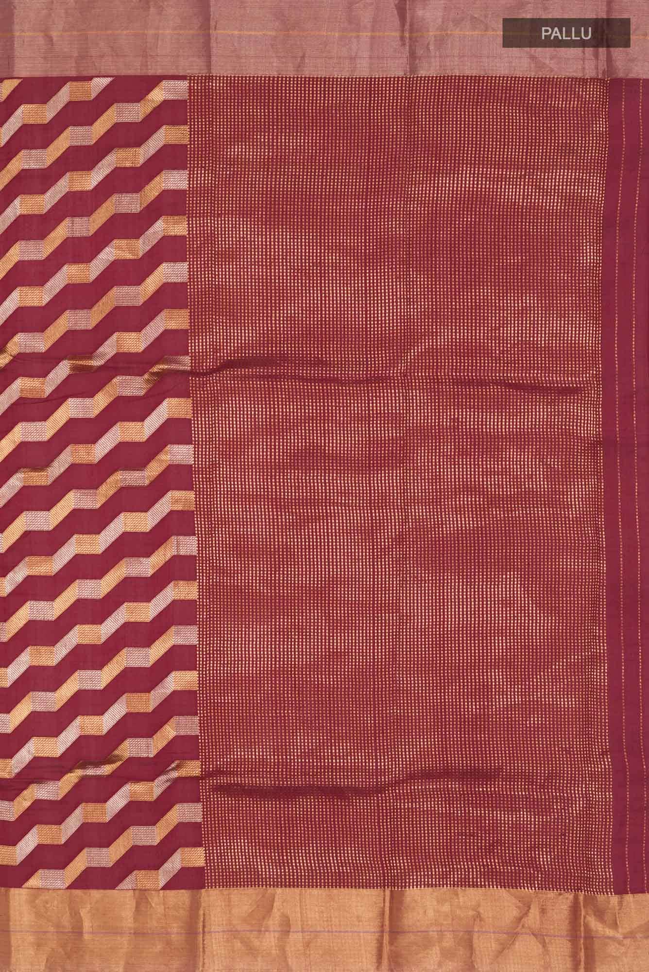 Maroon Chanderi Silk Saree - Image 5