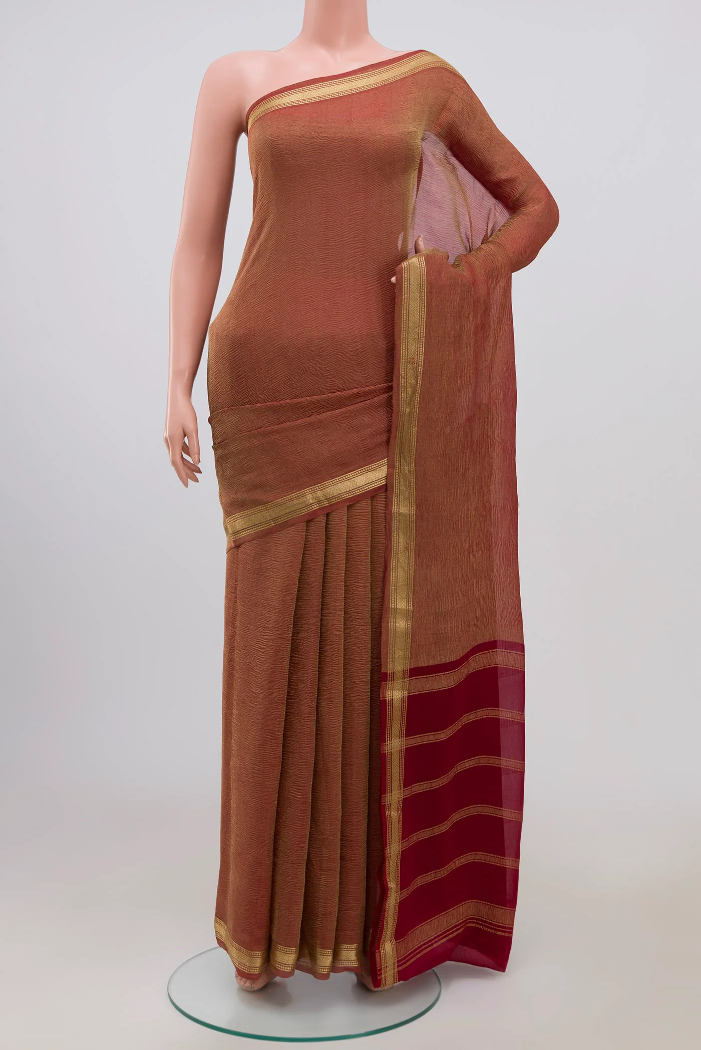 Maroon Mysore Georgette Saree