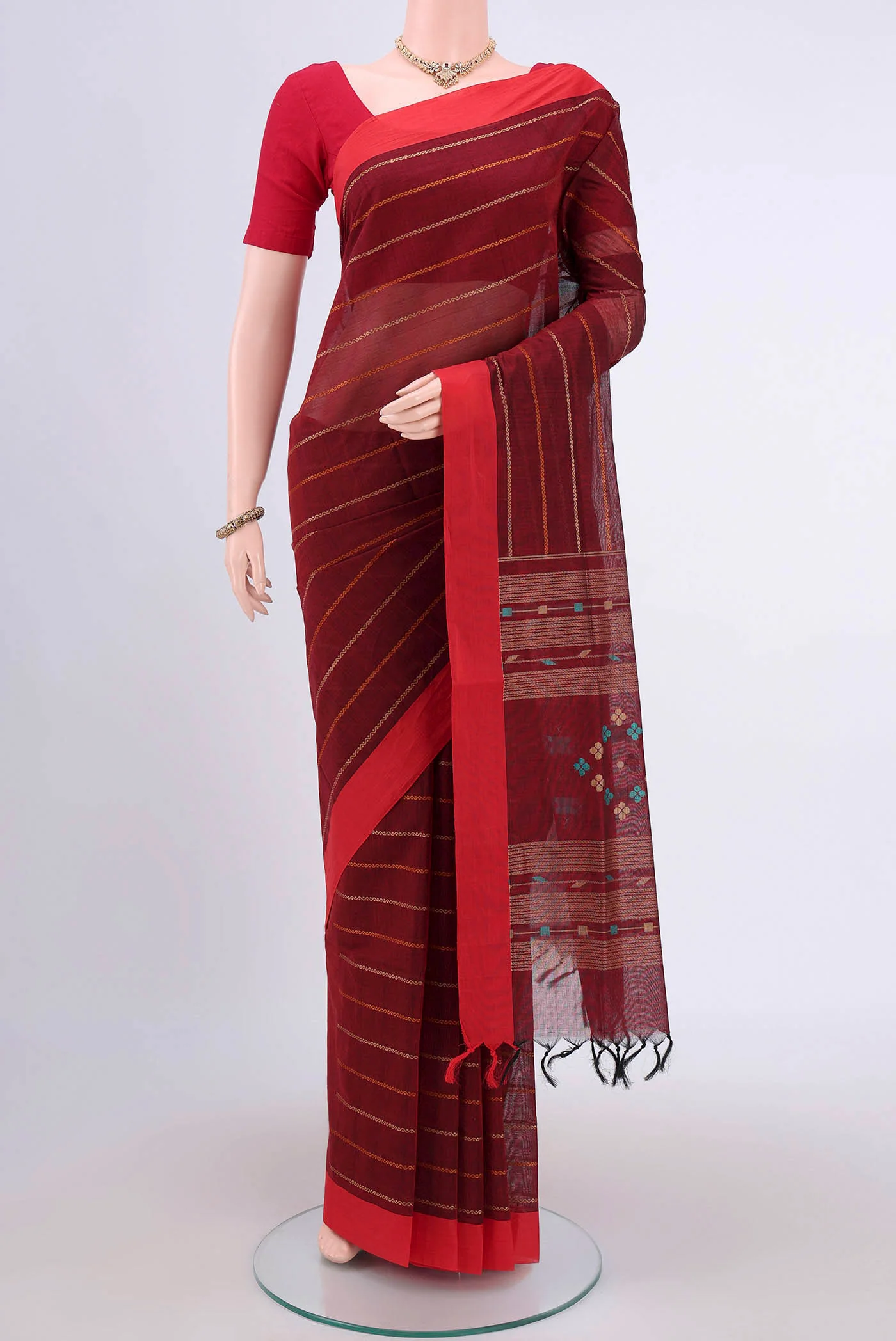 Maroon Coimbatore Cotton Saree