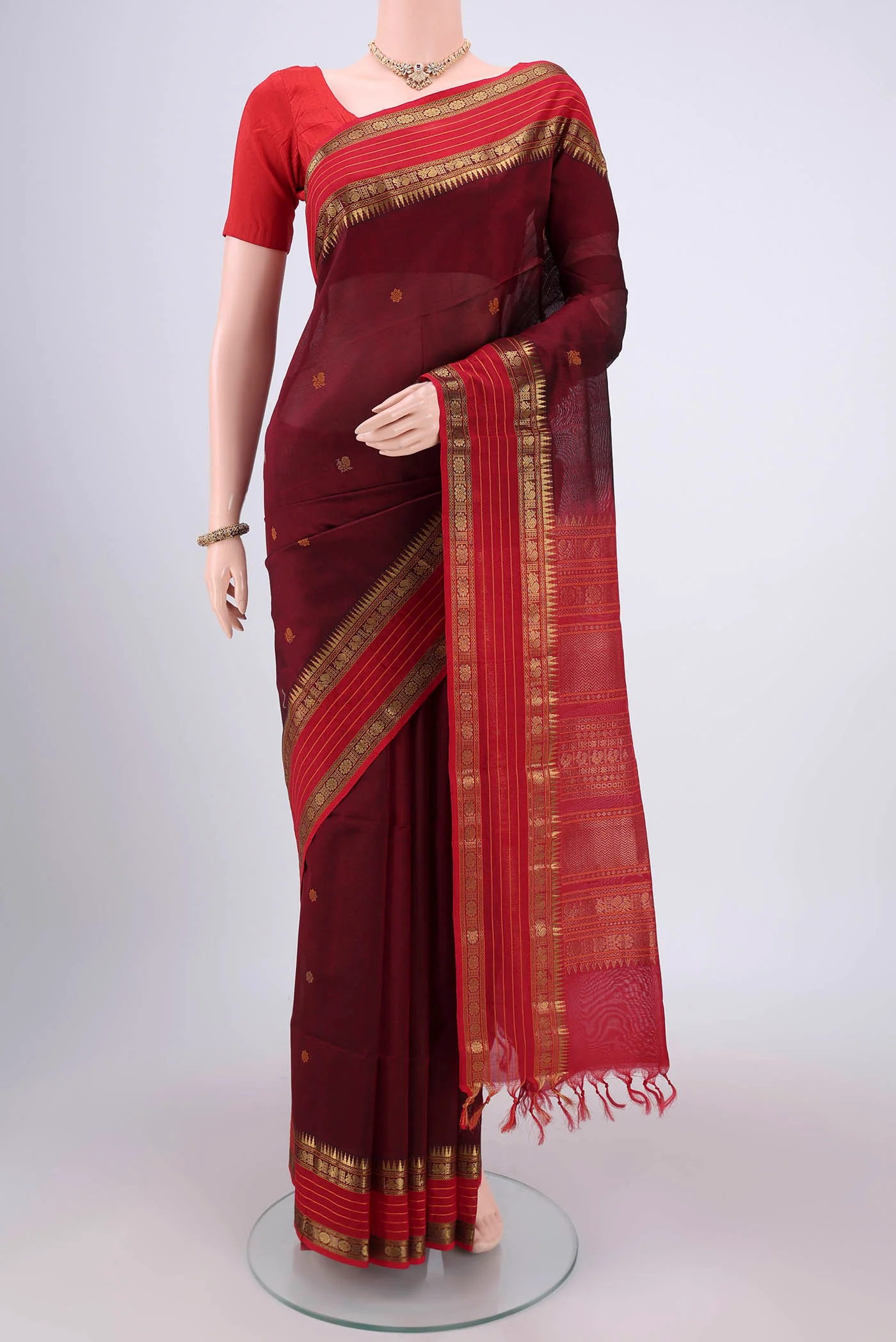 Maroon Coimbatore Silk Cotton Saree