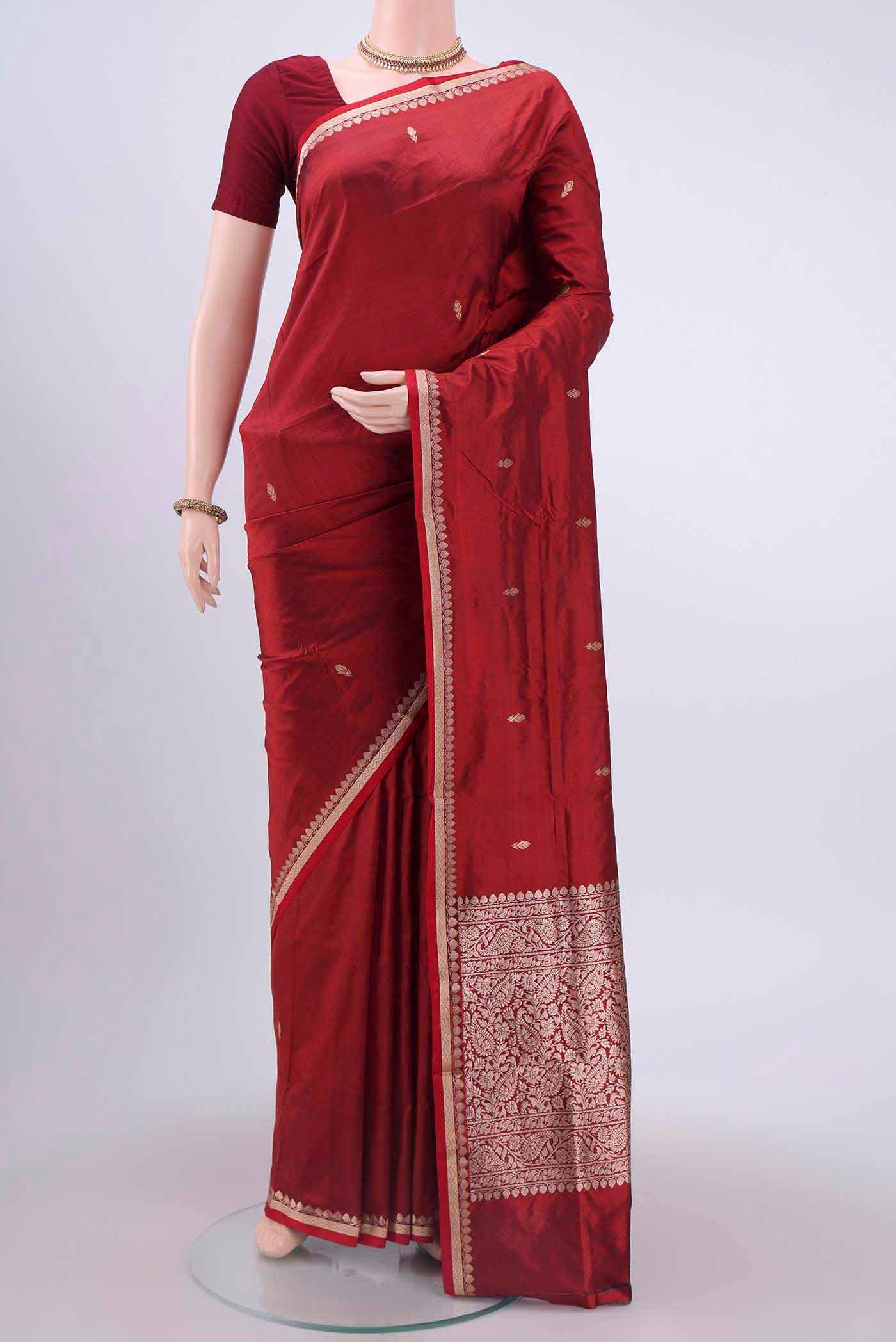 Maroon Dual Tone Banarasi Katan Silk Saree