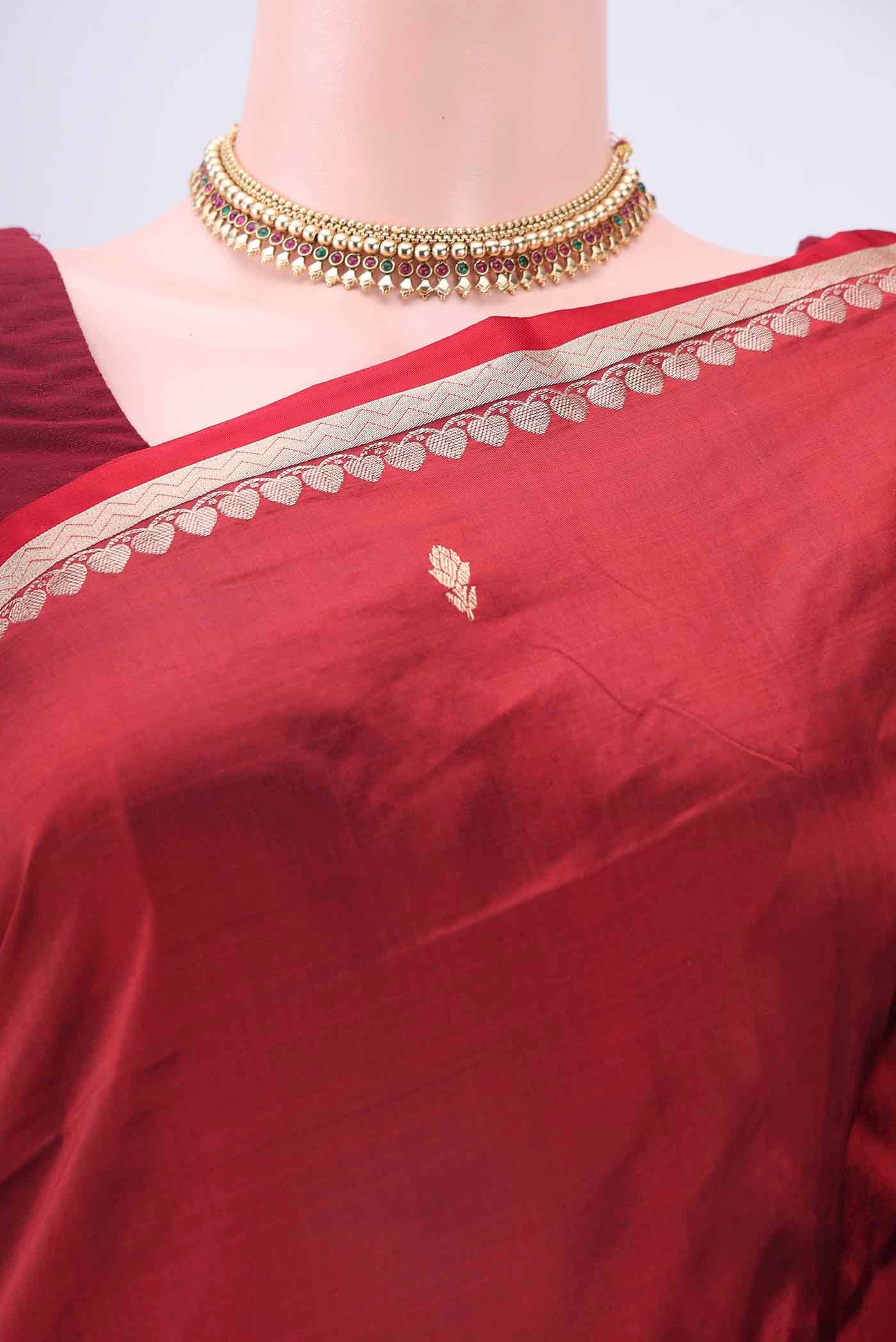 Maroon Dual Tone Banarasi Katan Silk Saree - Image 2