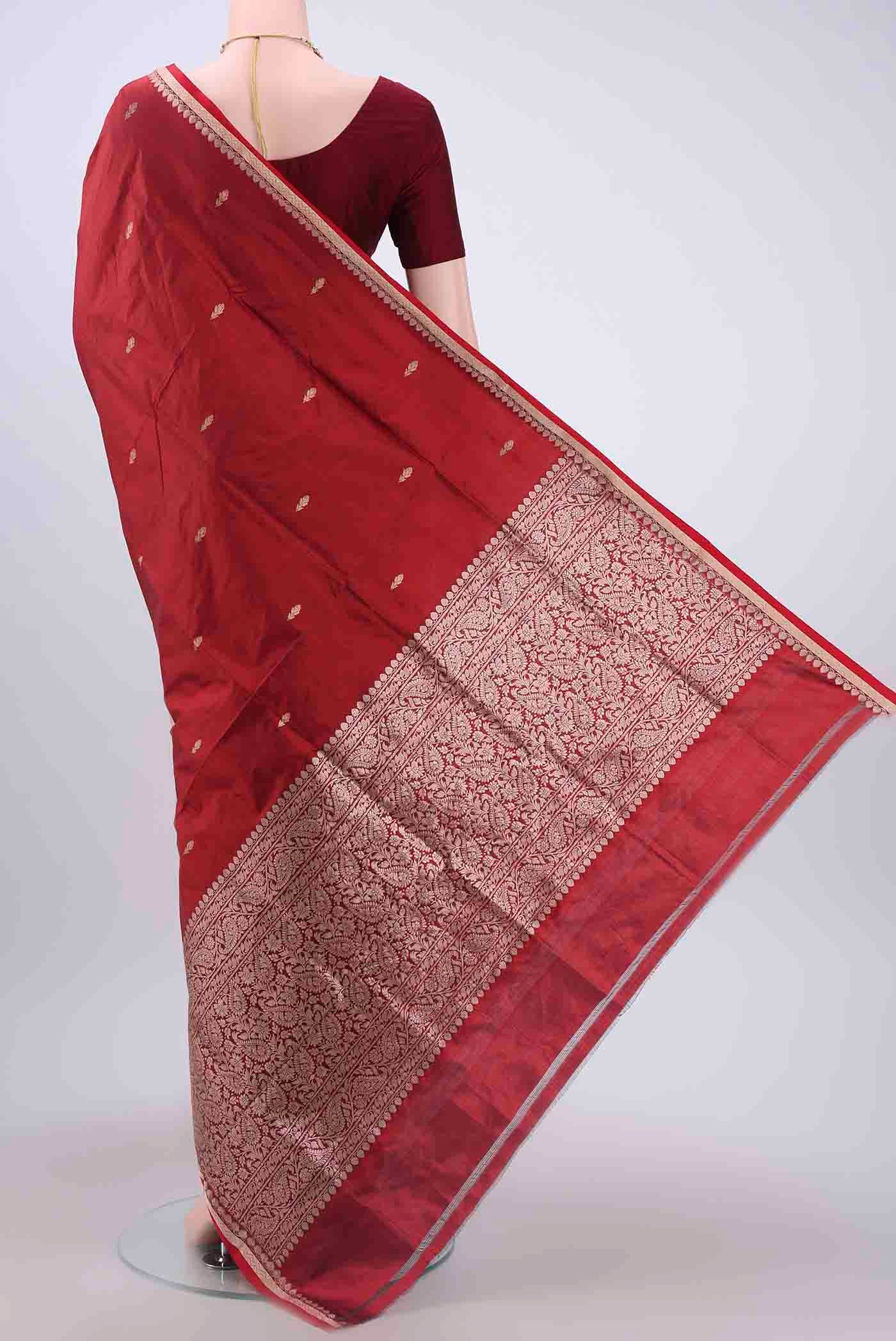 Maroon Dual Tone Banarasi Katan Silk Saree - Image 3