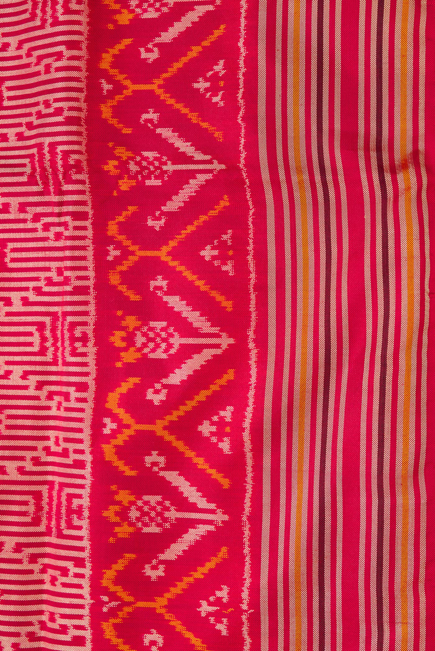 Dark Pink Dual Tone Double Ikat Saree - Image 3