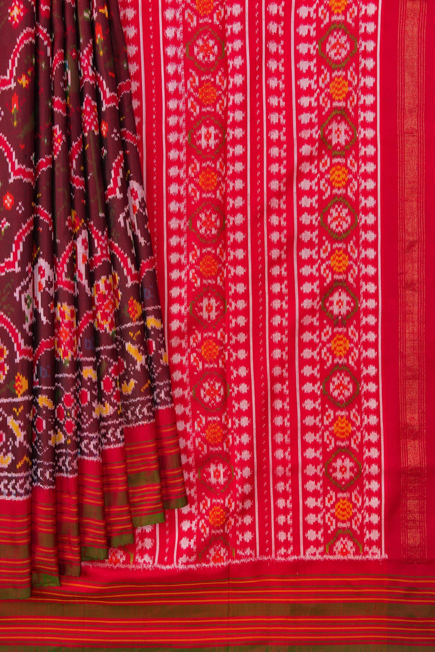 Maroon Double Ikat Saree - Image 4