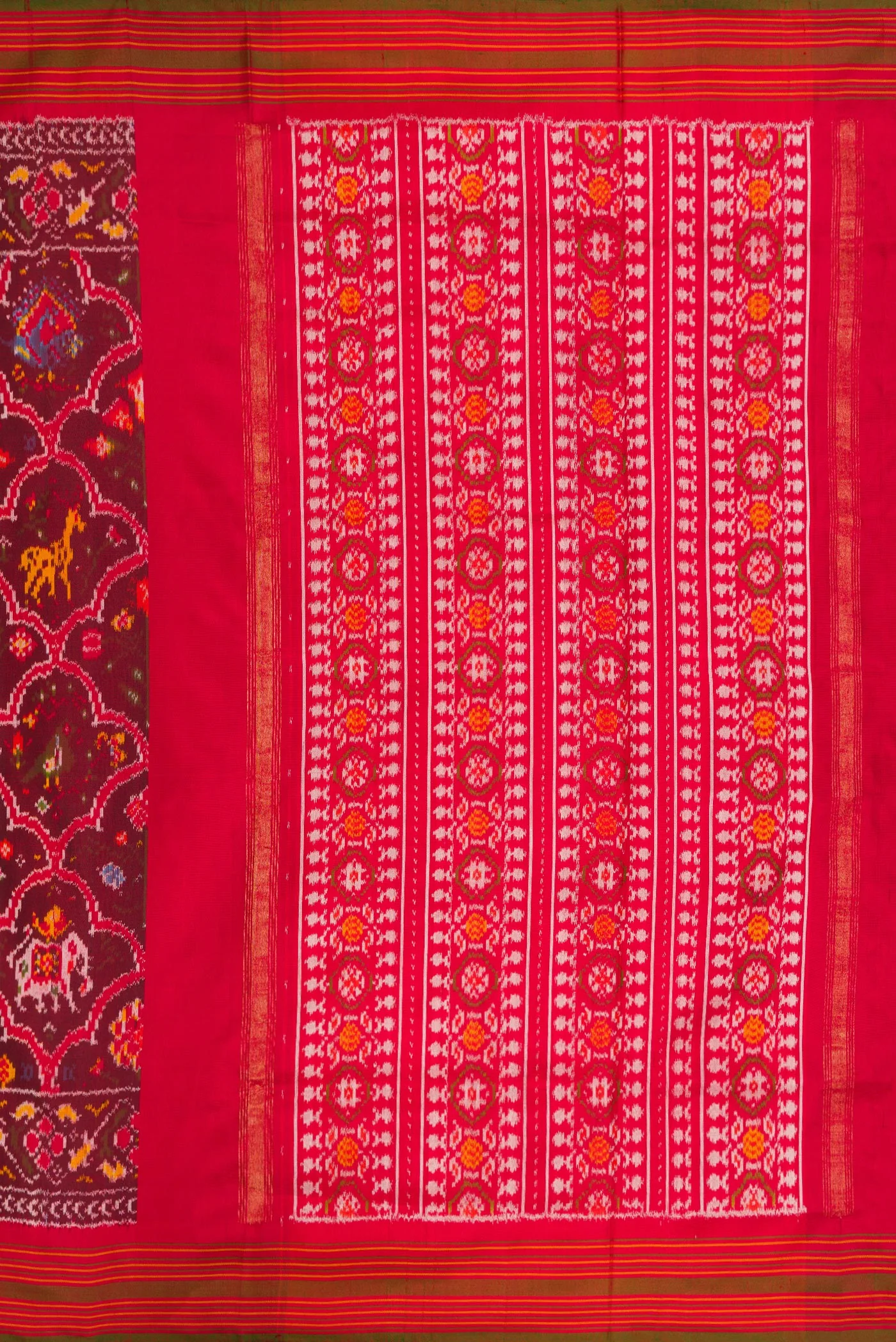 Maroon Double Ikat Saree - Image 7