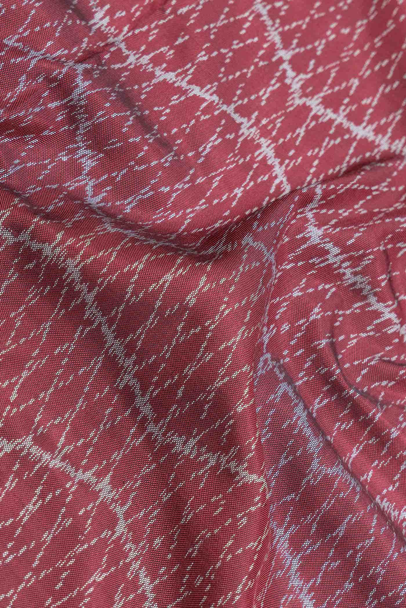 Pure Silk Pure Zari Maroon Dual Tone Double Ikat Saree - Image 3