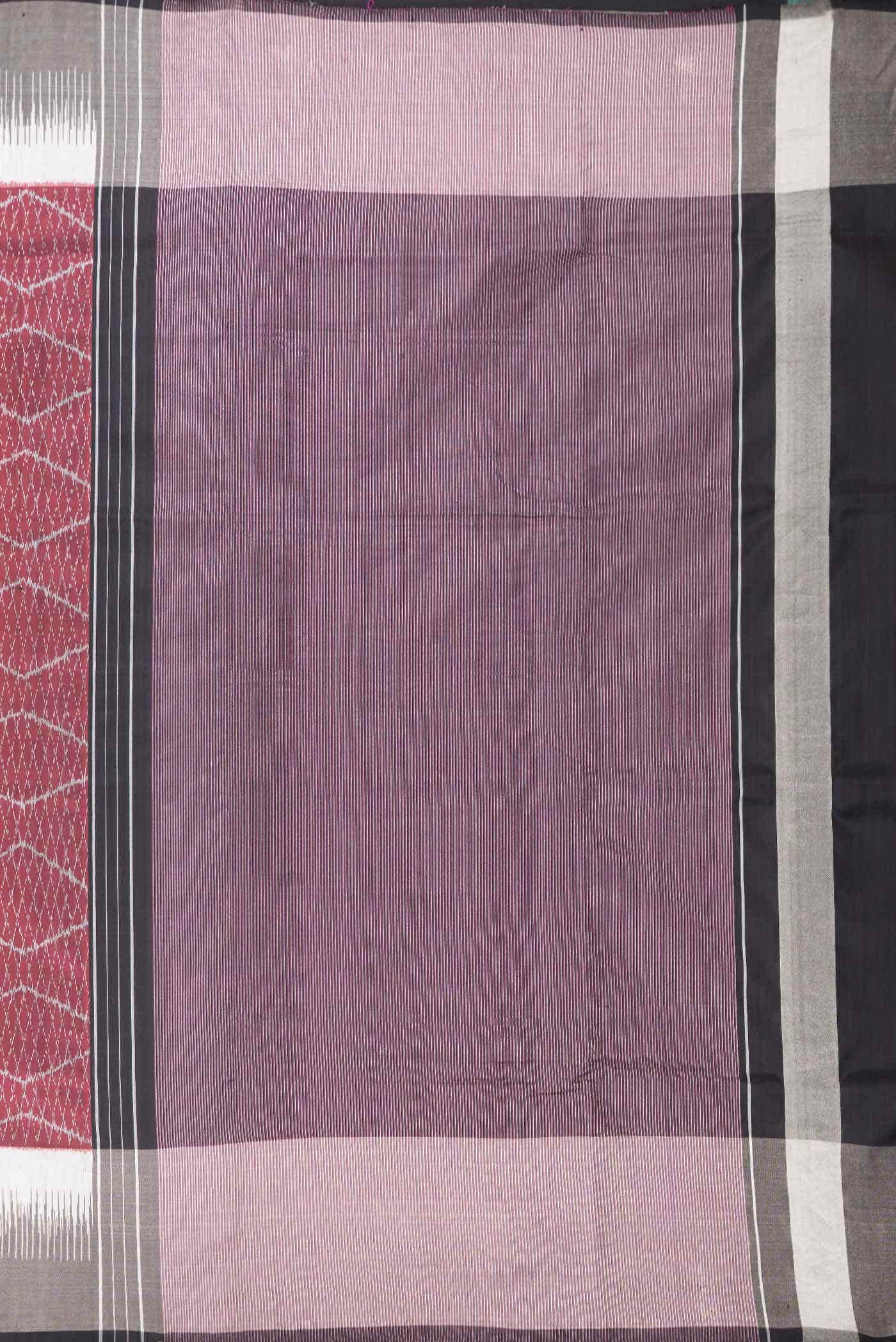 Pure Silk Pure Zari Maroon Dual Tone Double Ikat Saree - Image 5