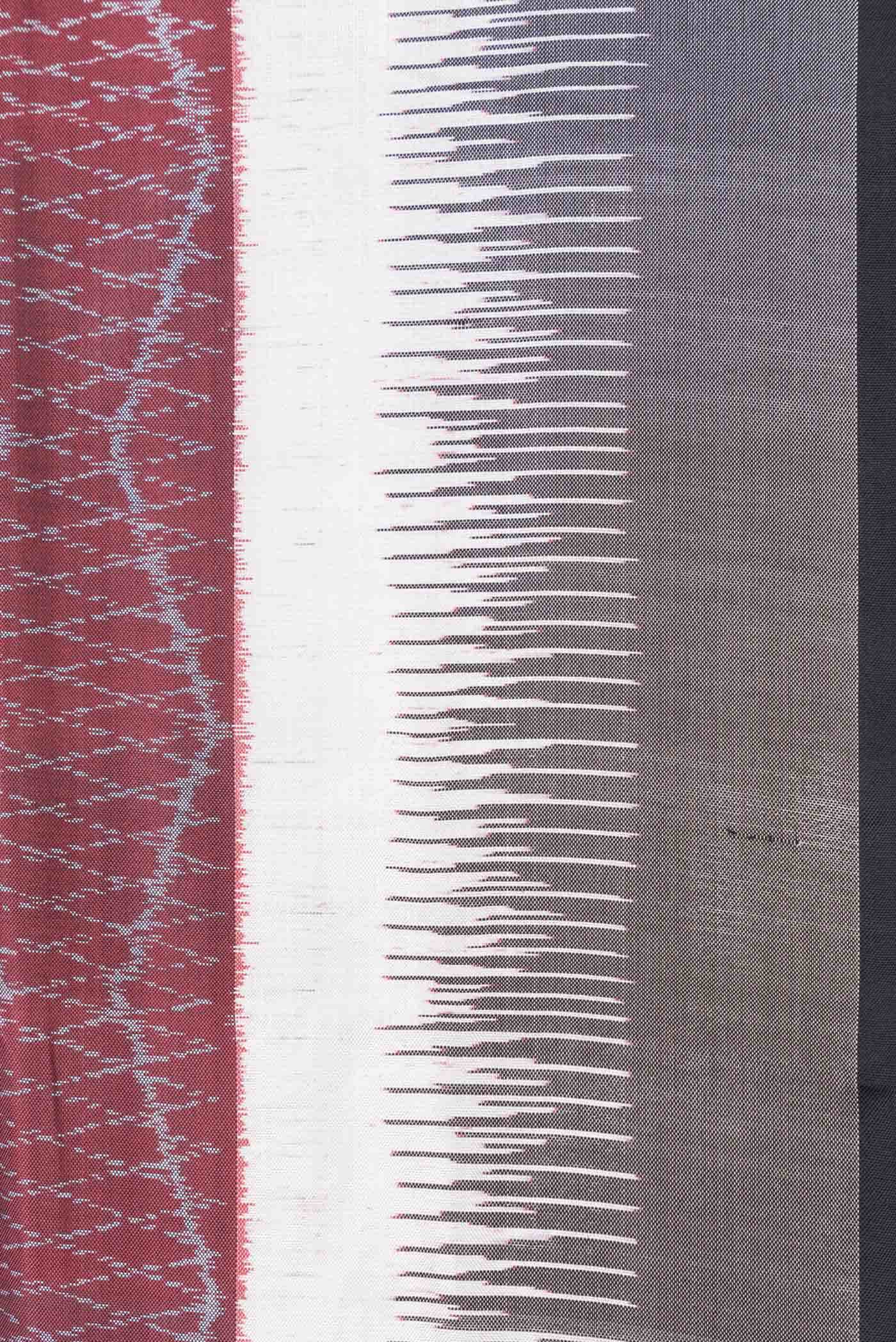 Pure Silk Pure Zari Maroon Dual Tone Double Ikat Saree - Image 6