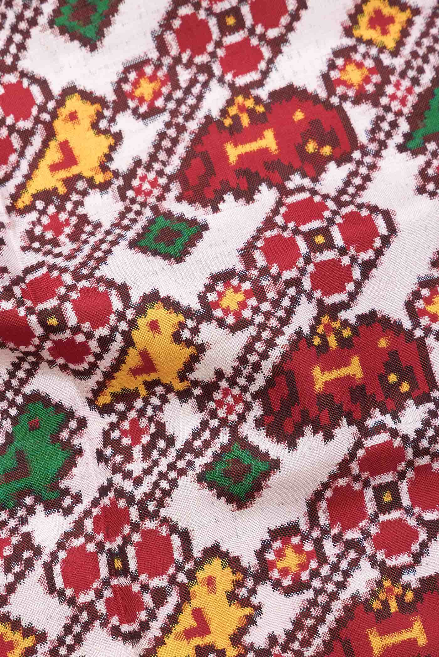 Pure Silk Pure Zari Multi Color Double Ikat Saree - Image 3