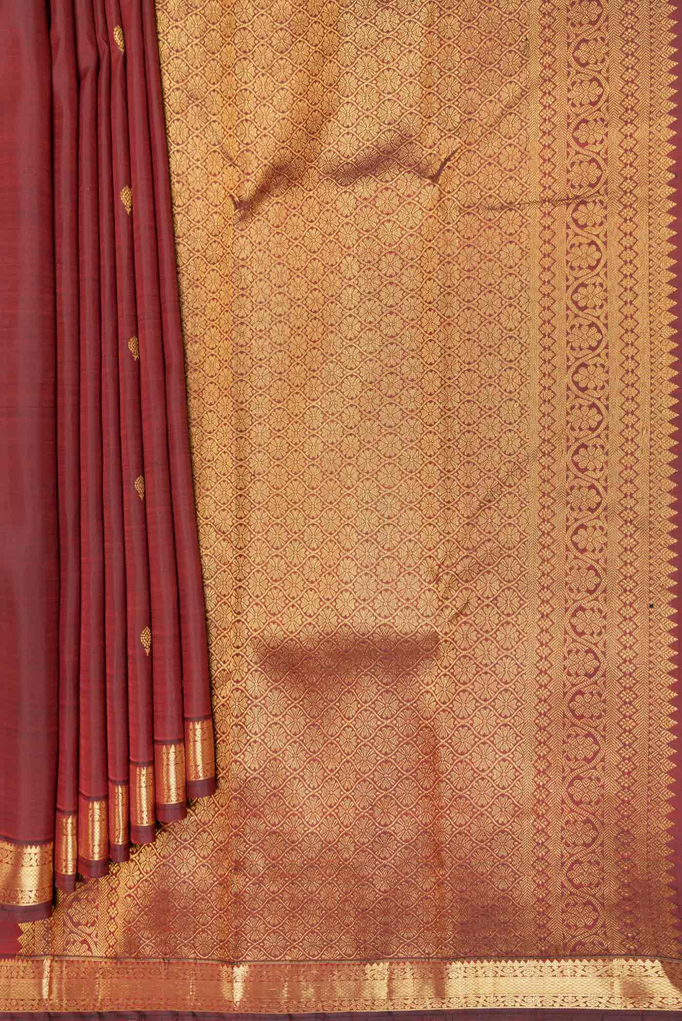 Maroon Dual Tone Kanchipuram Saree - Image 4