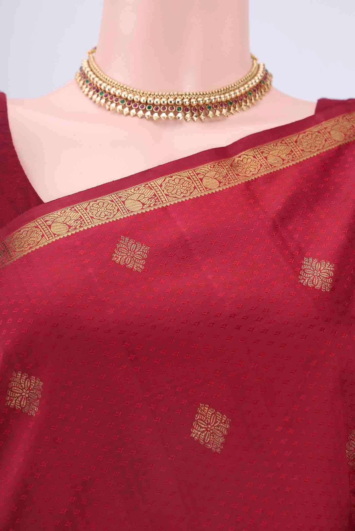 Maroon Dual Tone Kanjivaram Saree - Image 2