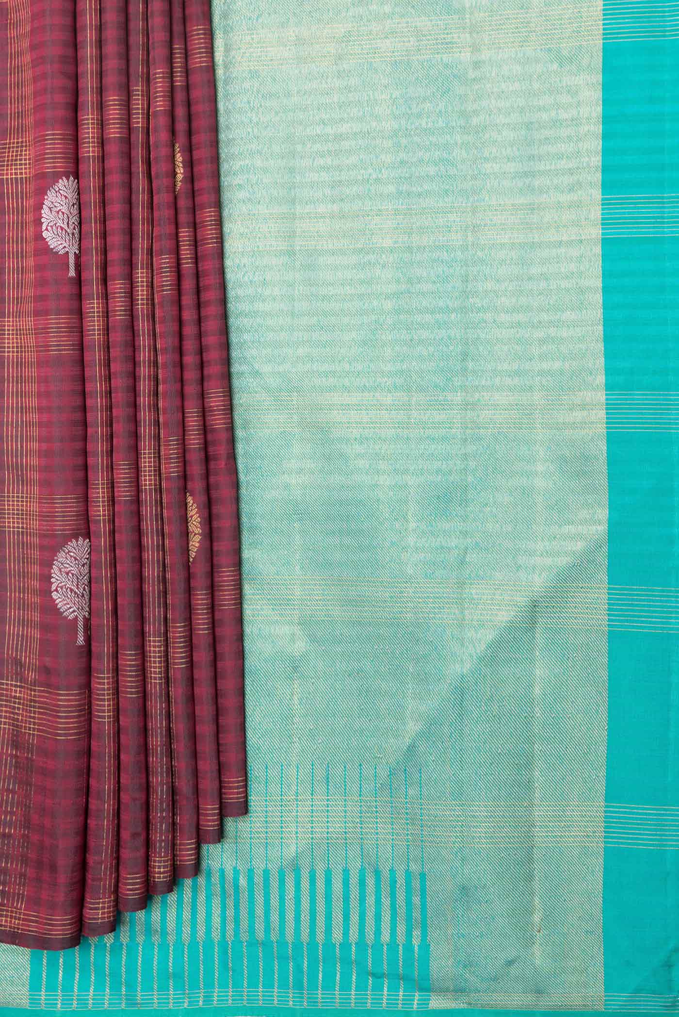 Maroon Dual Tone Kanchipuram Saree - Image 4