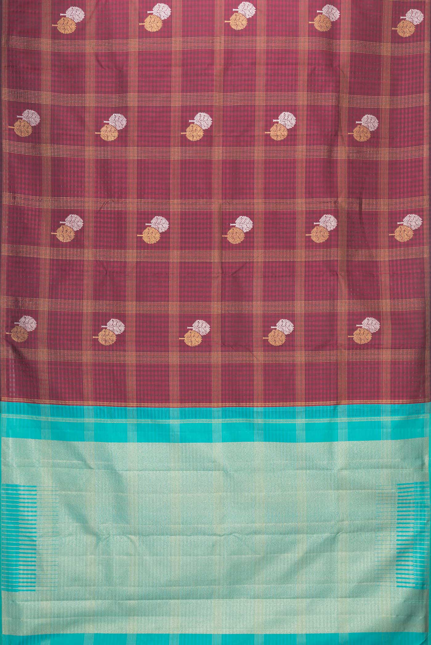 Maroon Dual Tone Kanchipuram Saree - Image 6