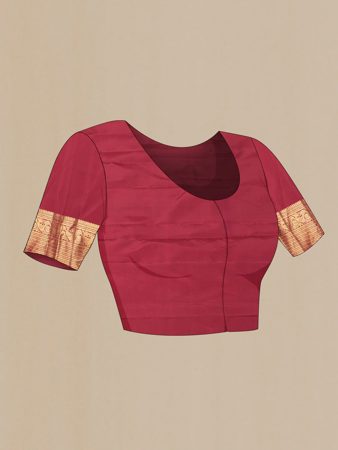 Maroon Dual Tone Kanchipuram Saree - Image 5