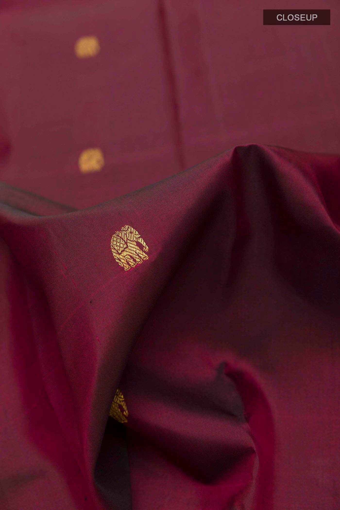 Maroon Dual Tone Kanchipuram Silk Saree - Image 2