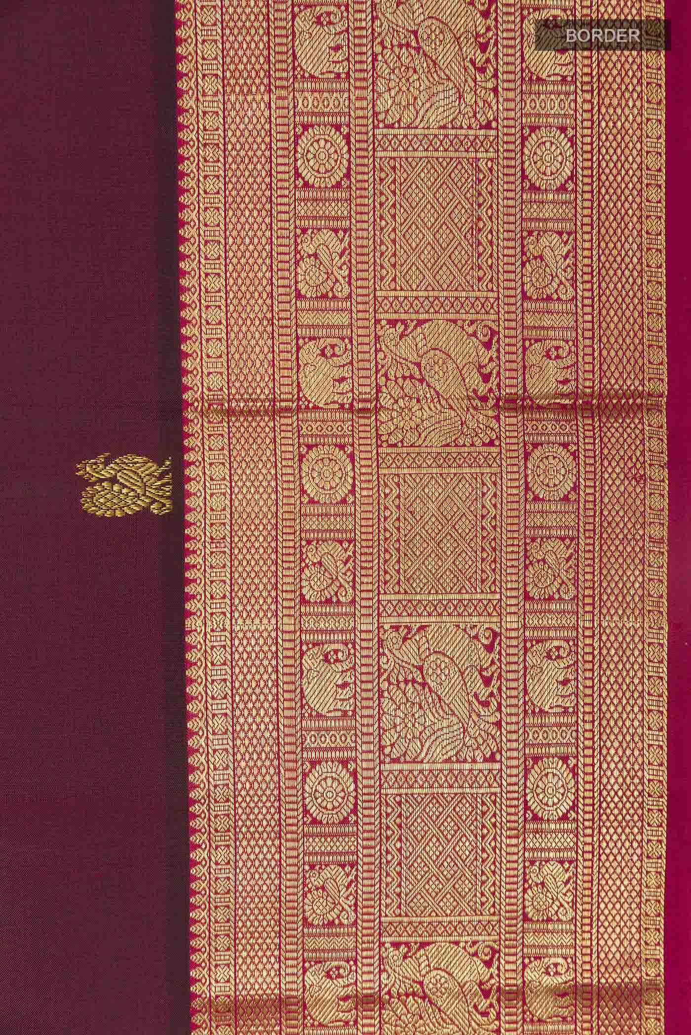 Maroon Dual Tone Kanchipuram Silk Saree - Image 3