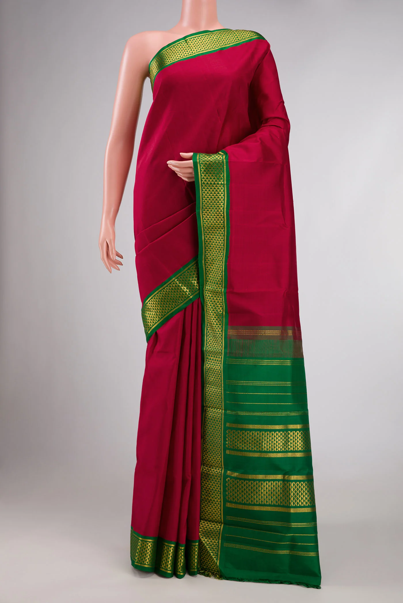 Maroon Dual Tone Kanjivaram Silk Saree
