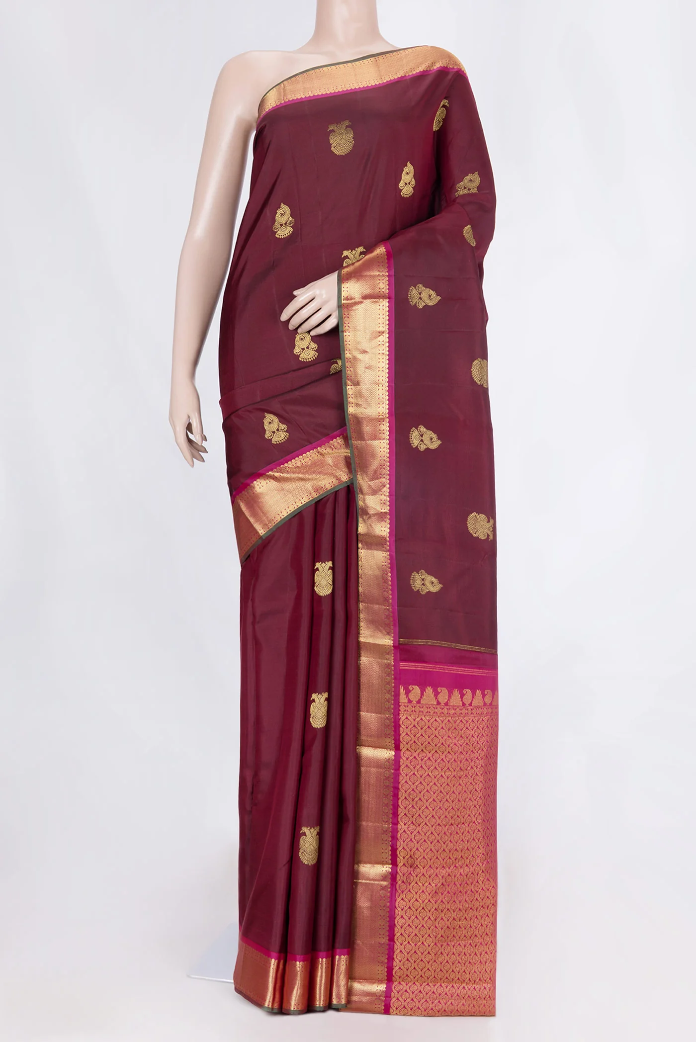 Maroon Dual Tone Kanchipuram Silk Saree