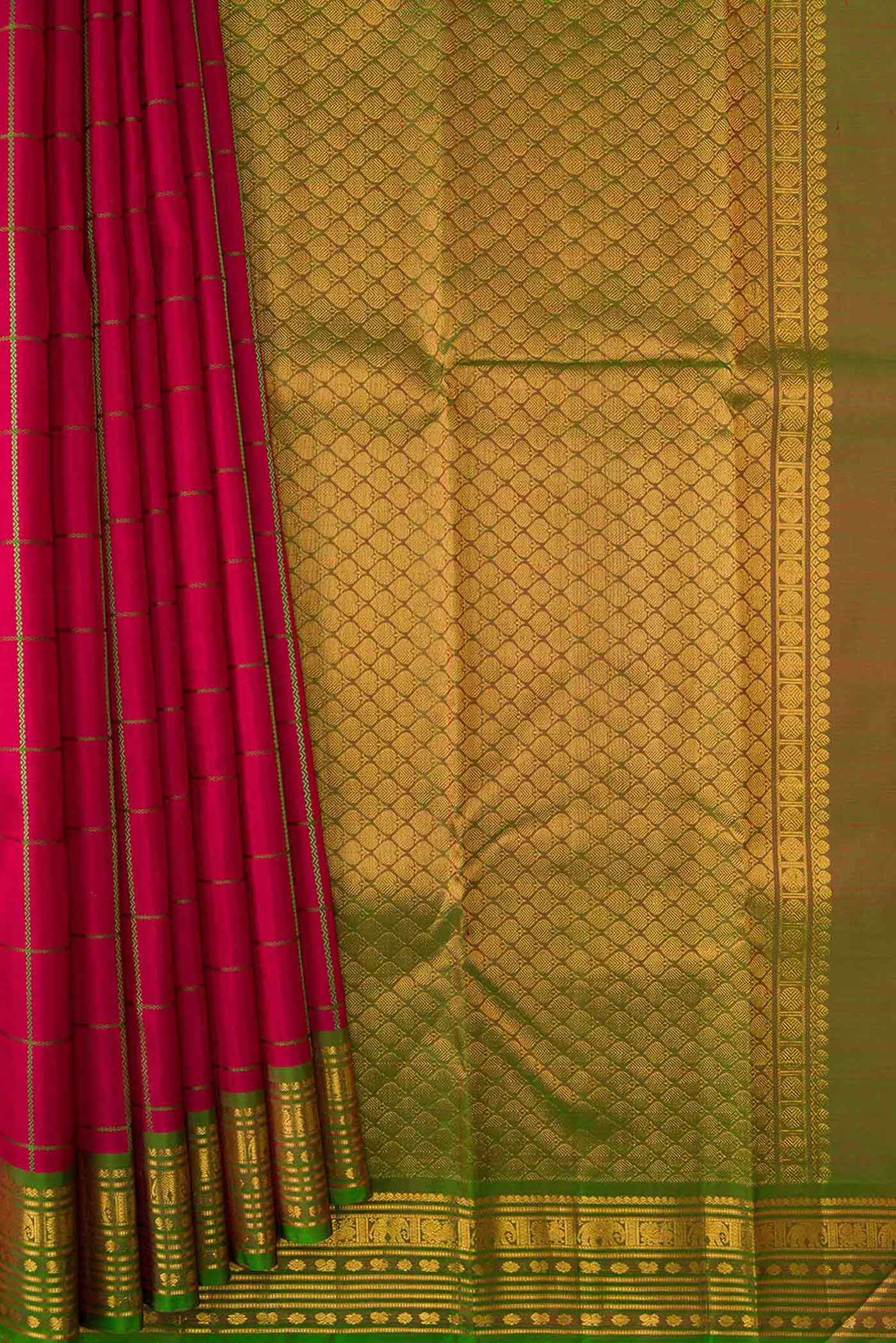 Maroon Dual Tone Kanchipuram Silk Saree - Image 4
