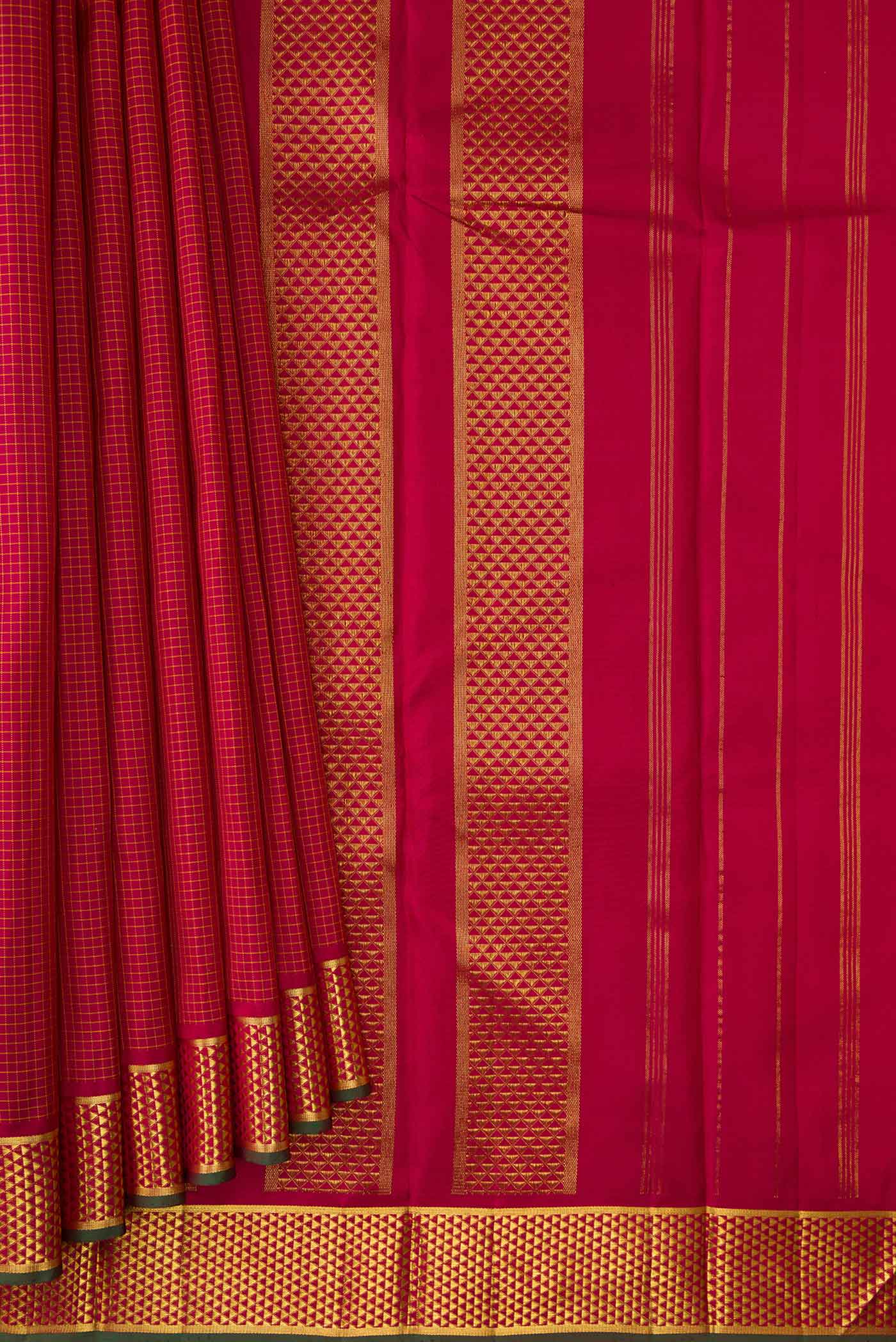 Maroon Dual Tone Kanchipuram Silk Saree - Image 4