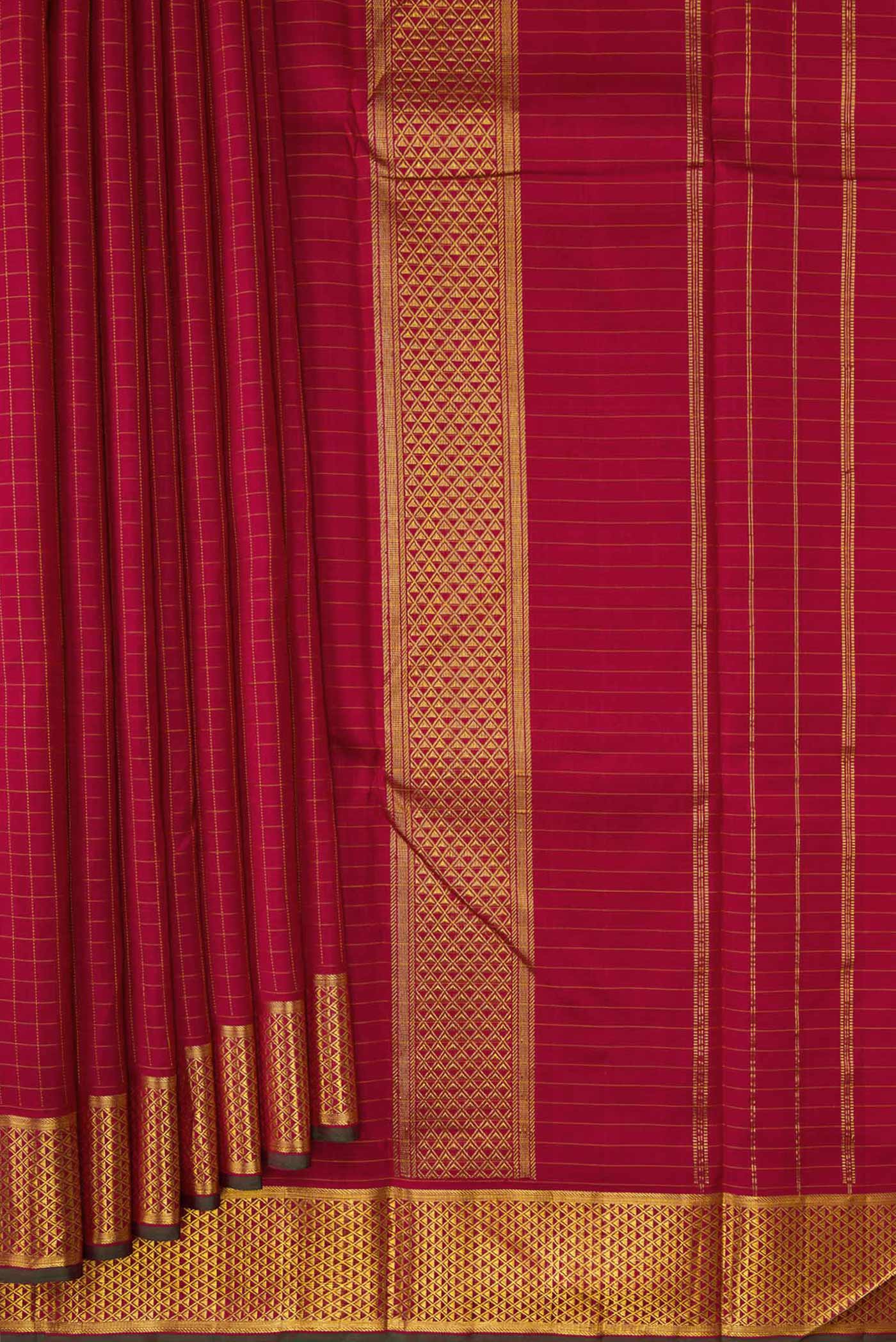 Maroon Dual Tone Kanchipuram Silk Saree - Image 4
