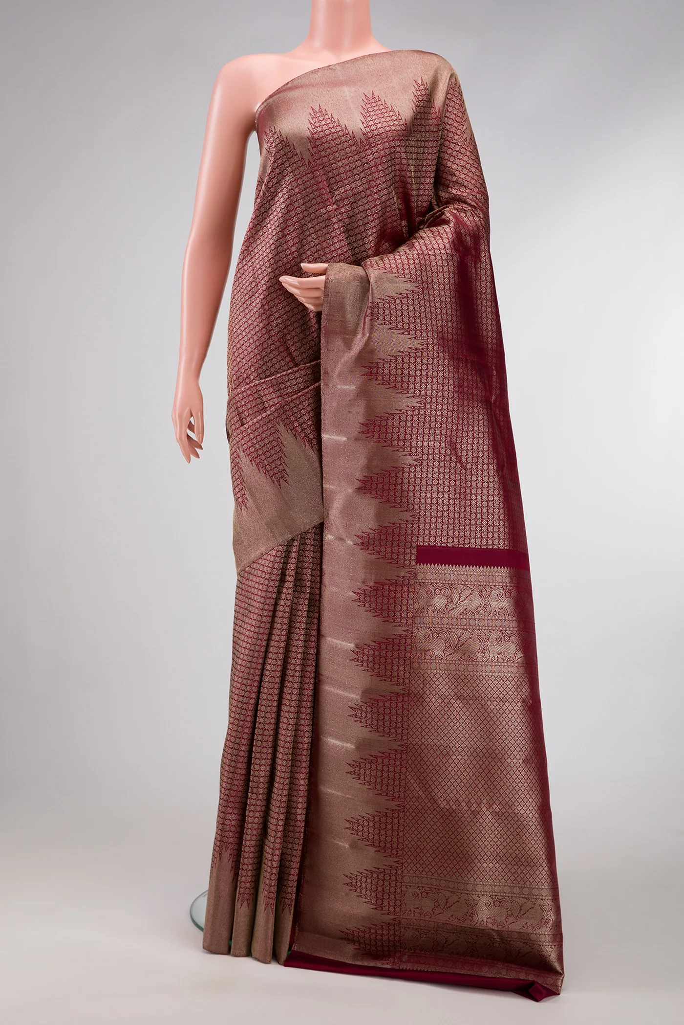 Coffee Brown Dual Tone Kanchipuram Silk Saree