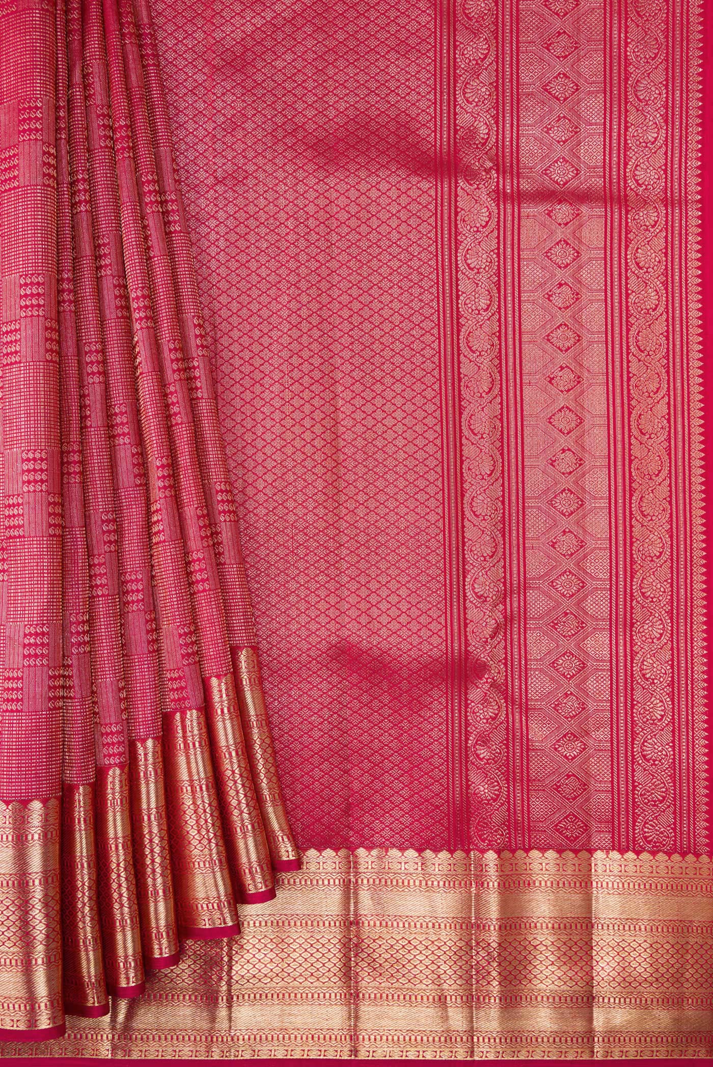 Dark Pink Kanchipuram Silk Saree - Image 4