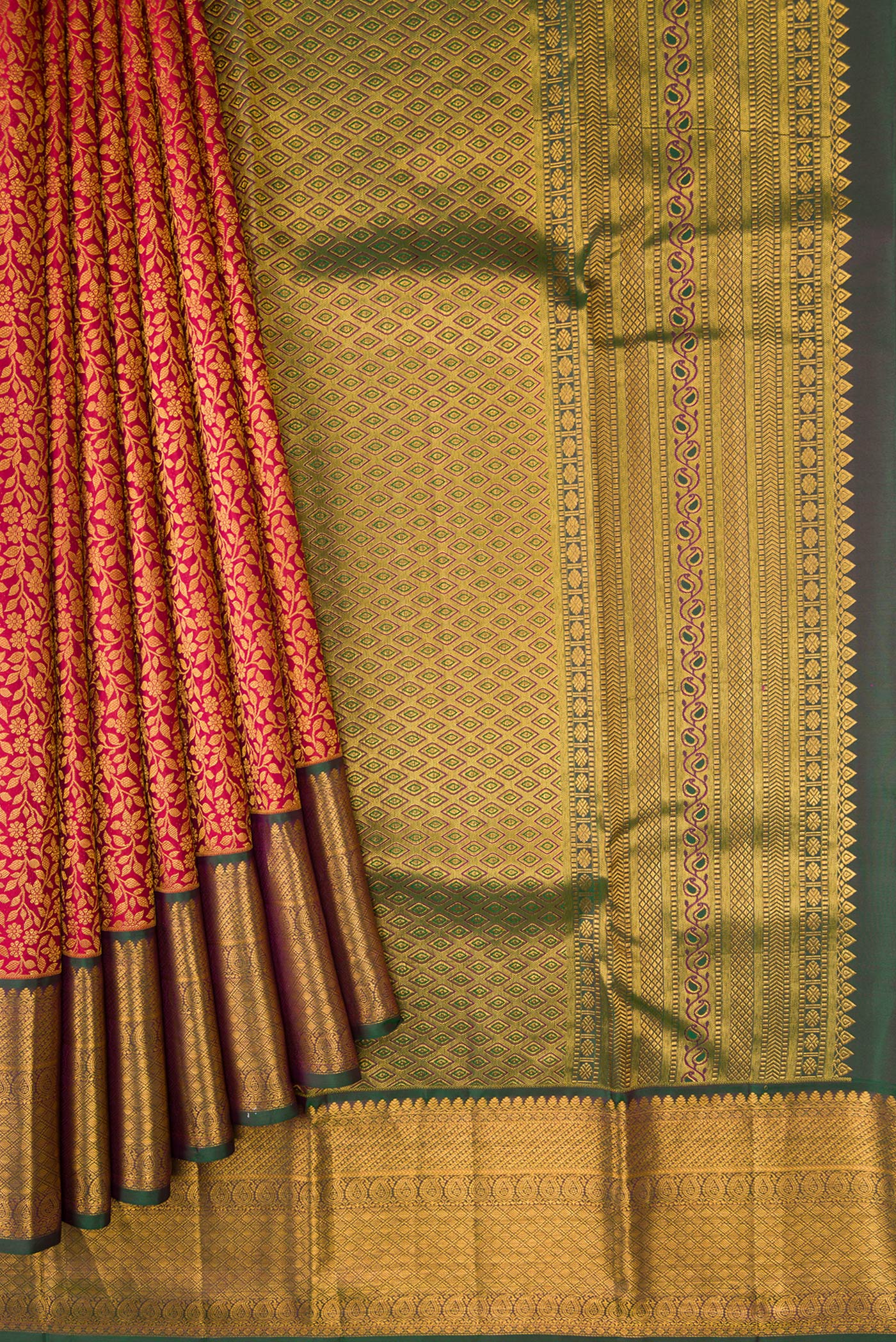 Deep Red Kanchipuram Silk Saree - Image 4