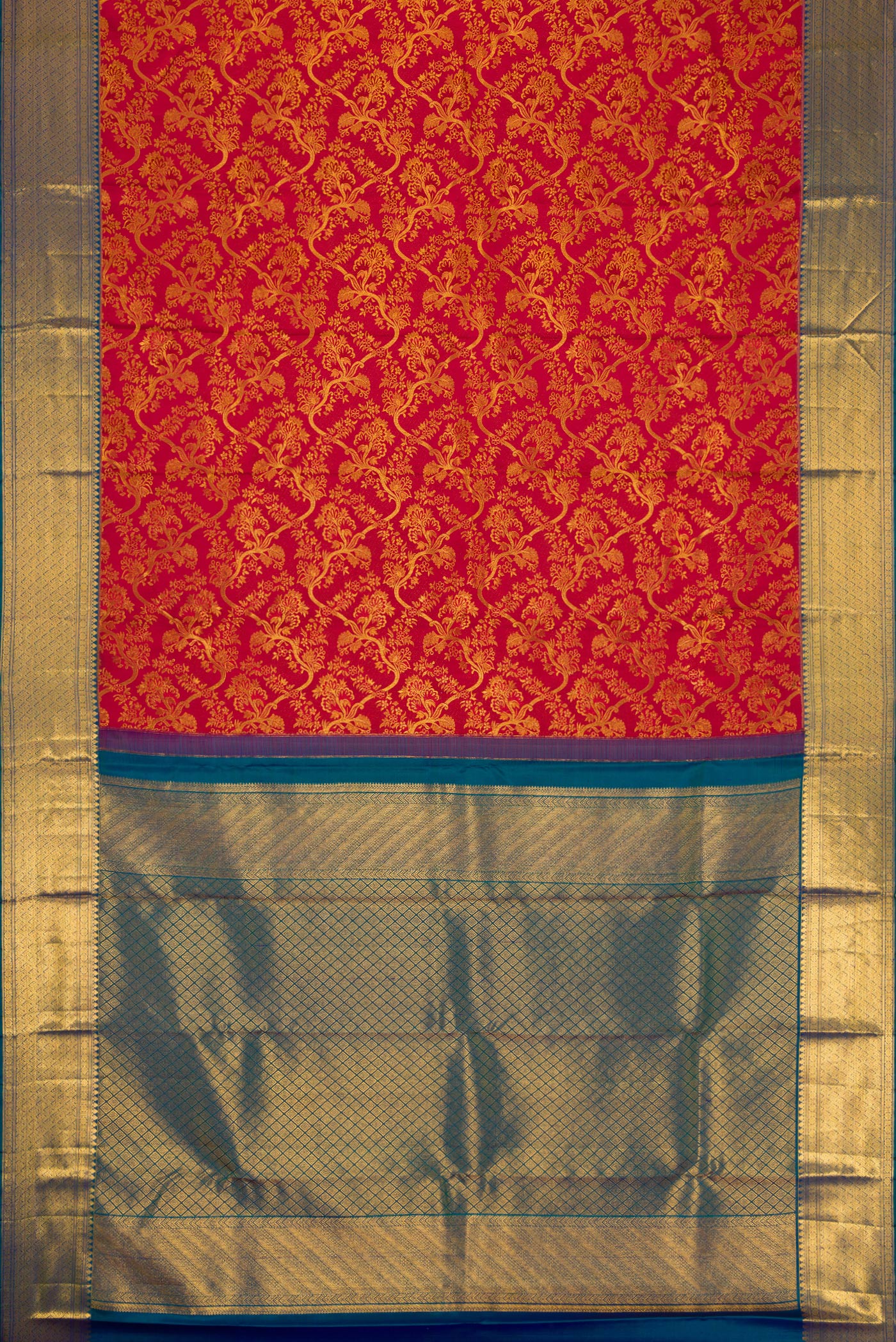 Red Kanchipuram Silk Saree - Image 6