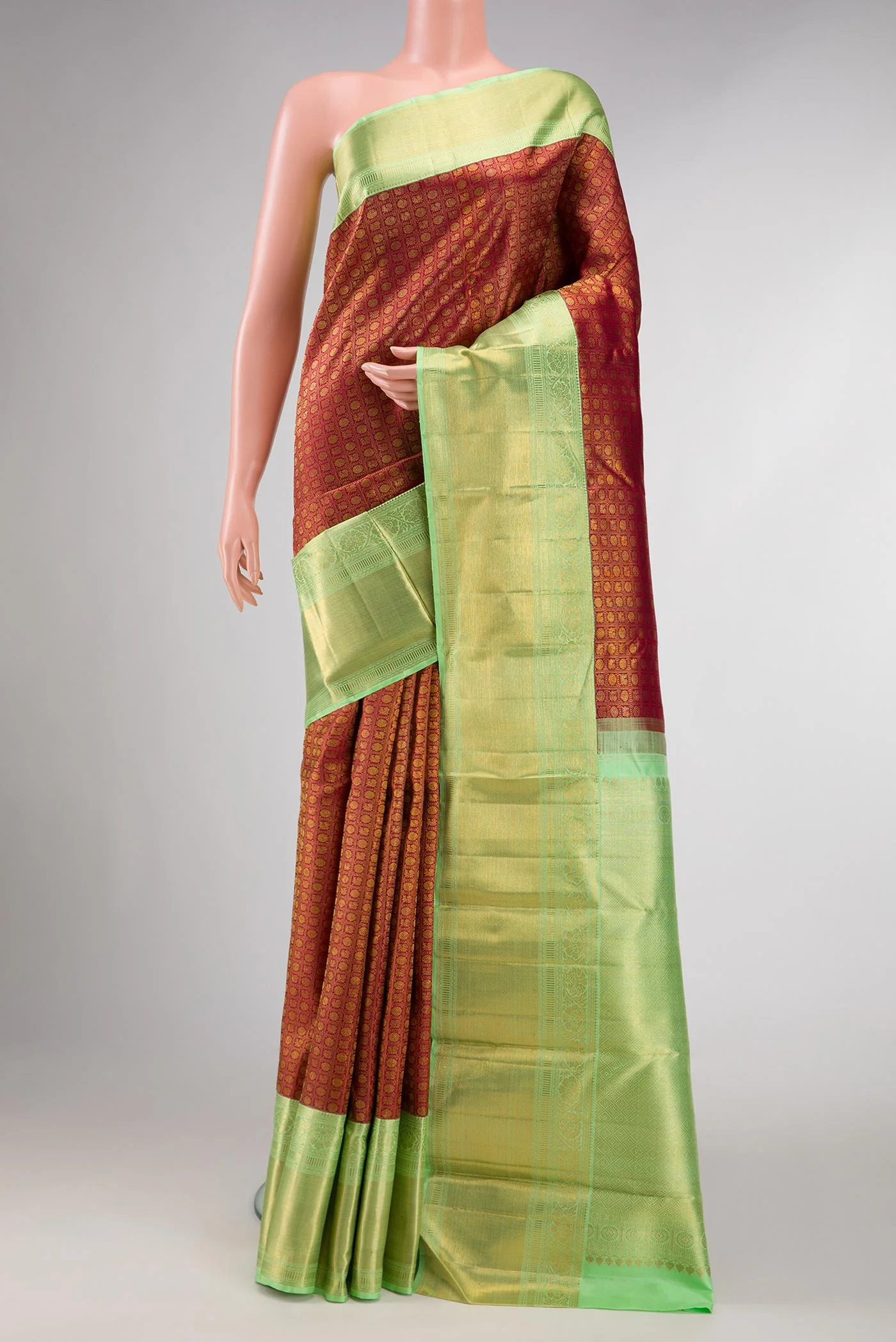 Maroon Dual Tone Kanchipuram Silk Saree