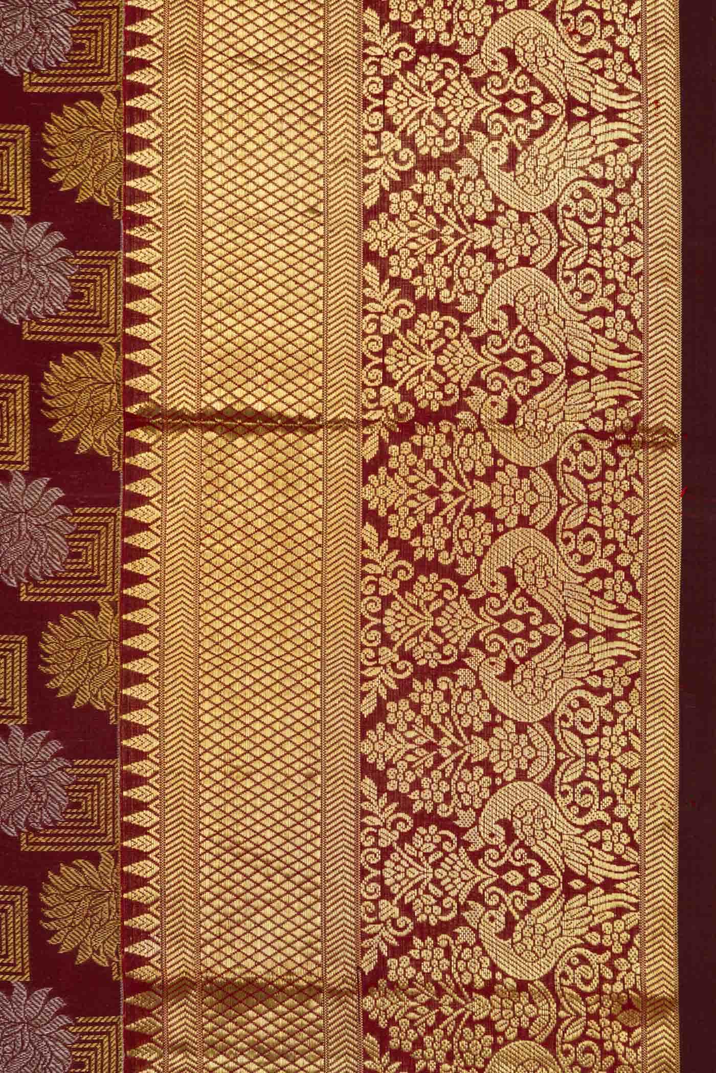 Maroon Dual Tone Kanjivaram Silk Saree - Image 6