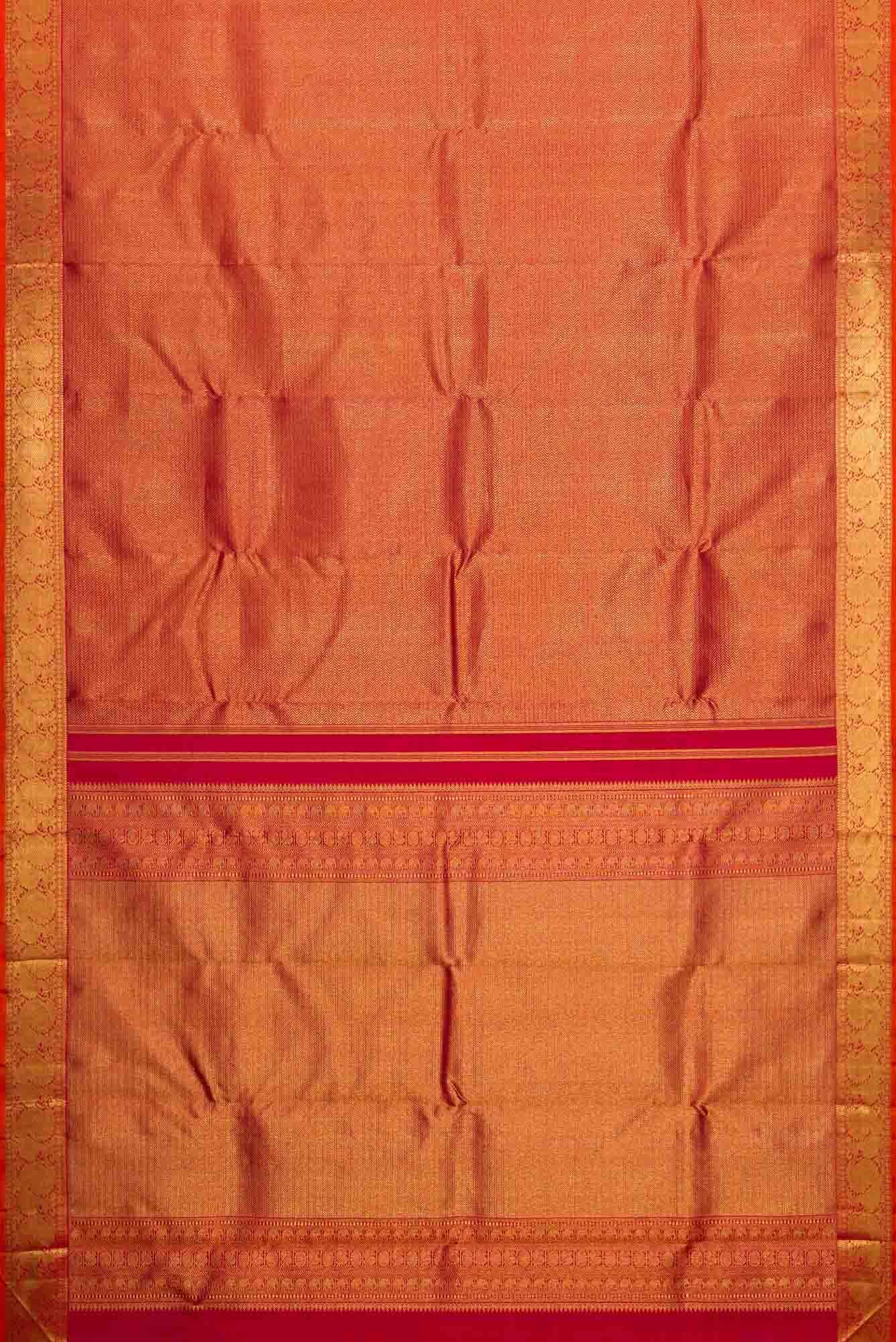 Pure Silk Pure Zari Maroon Dual Tone Kanjivaram Saree - Image 4