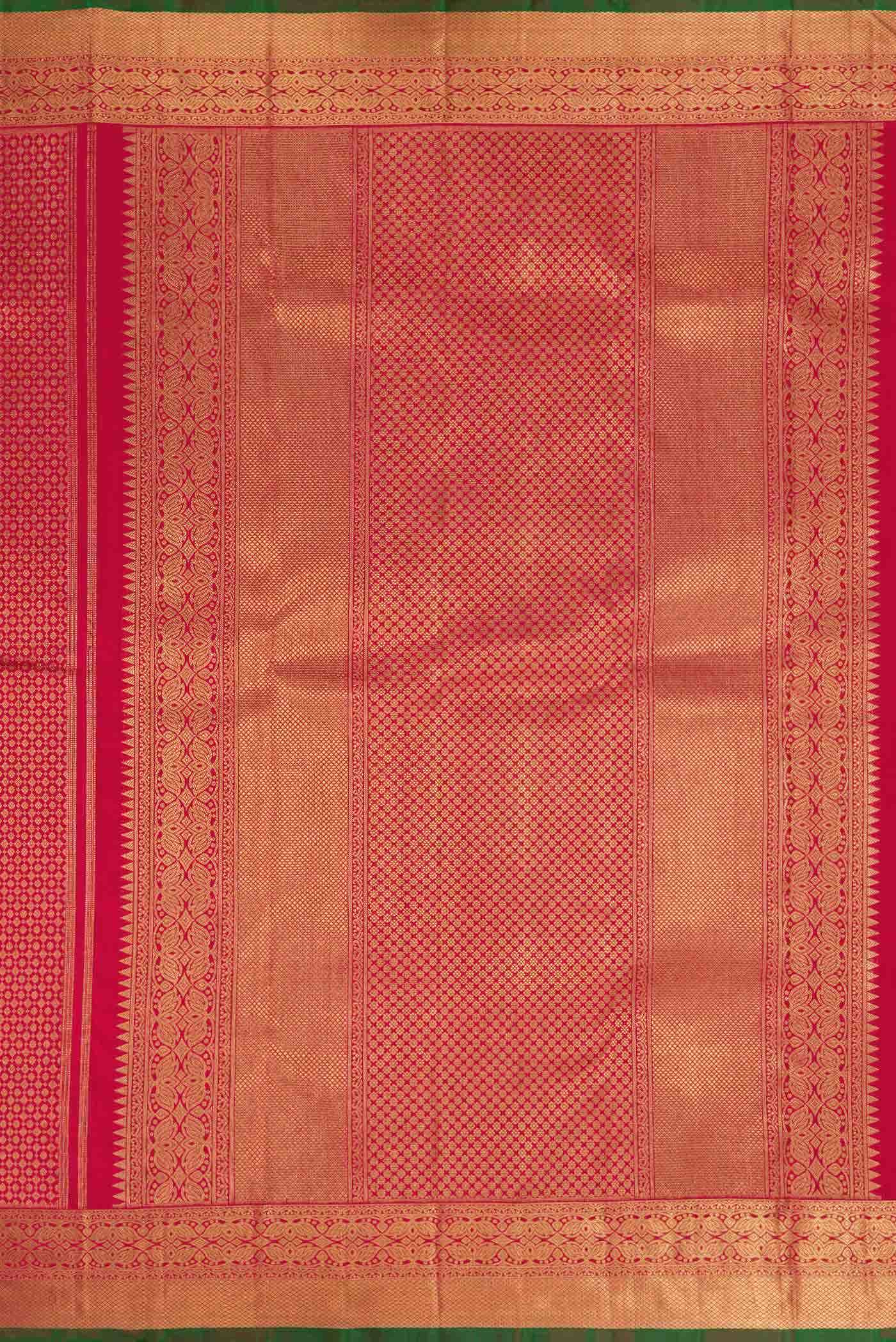 Pure Silk Pure Zari Maroon Dual Tone Kanjivaram Saree - Image 5