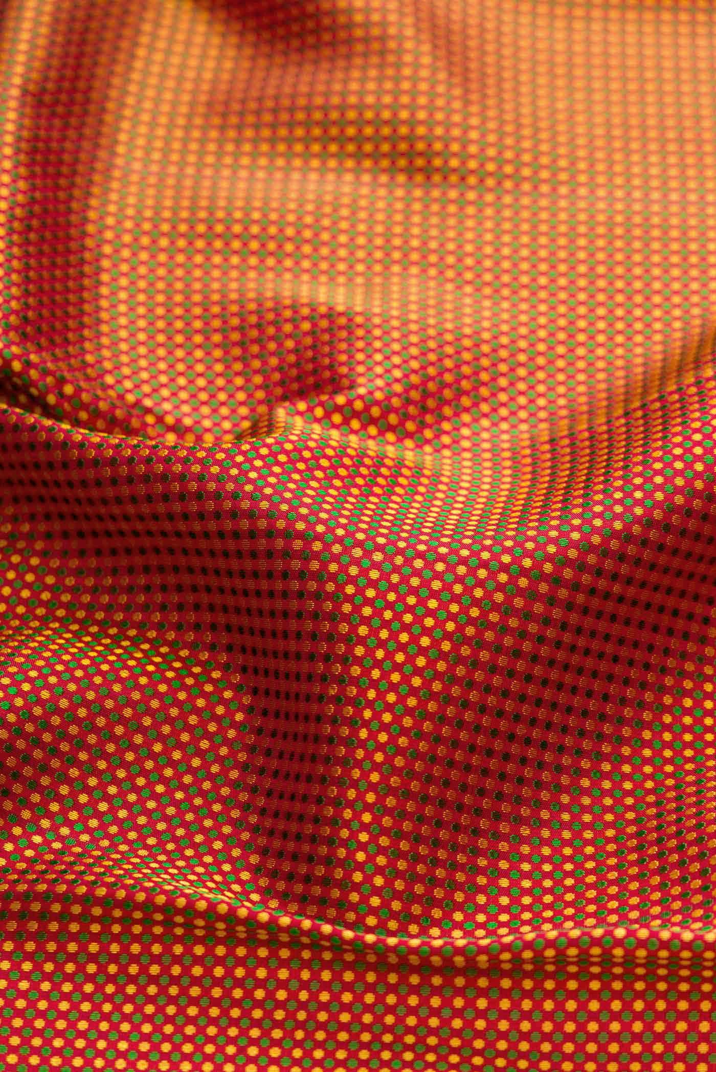 Pure Silk Pure Zari Maroon Dual Tone Kanchipuram Saree - Image 3