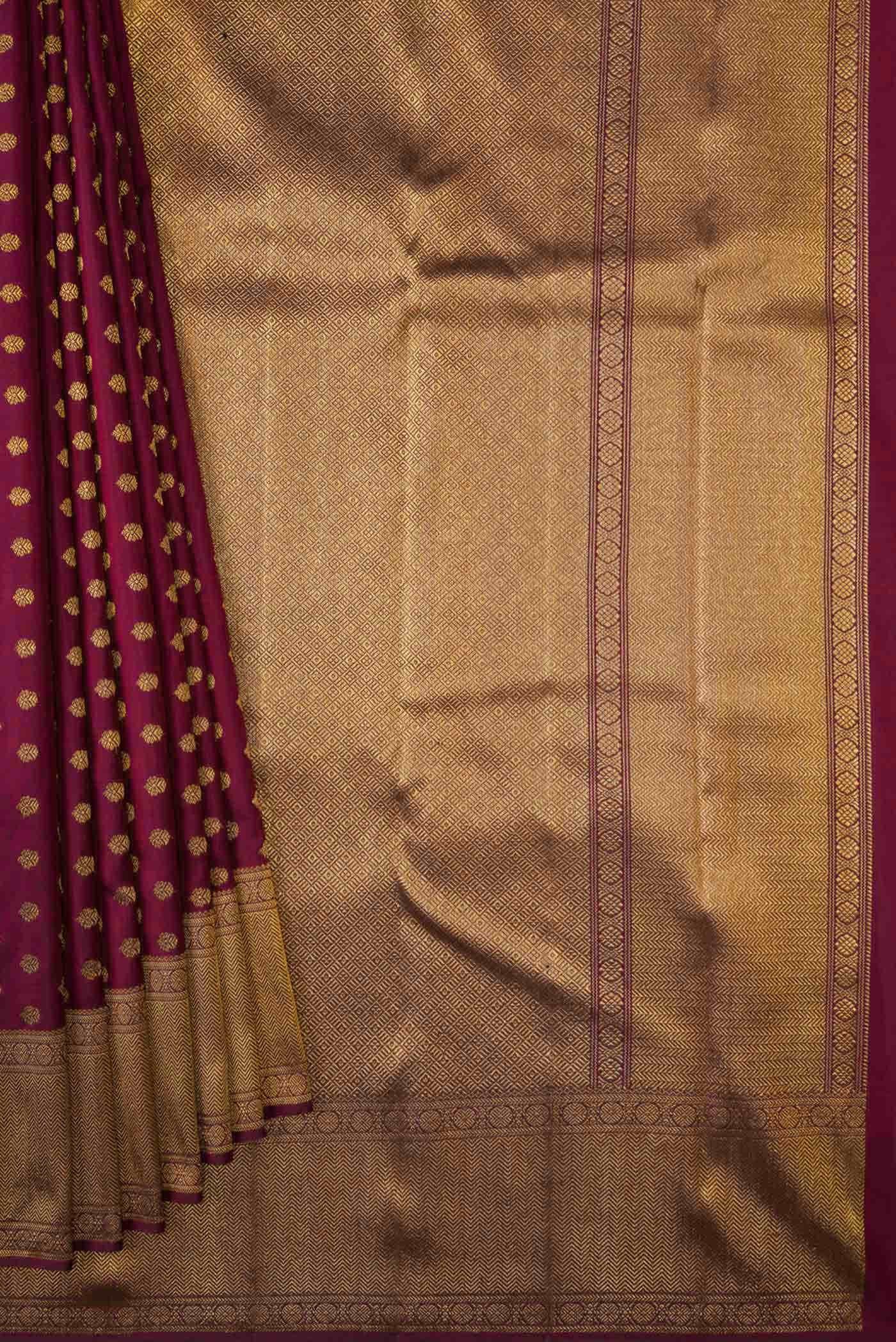 Pure Silk Pure Zari Maroon Dual Tone Kanjivaram Saree - Image 2
