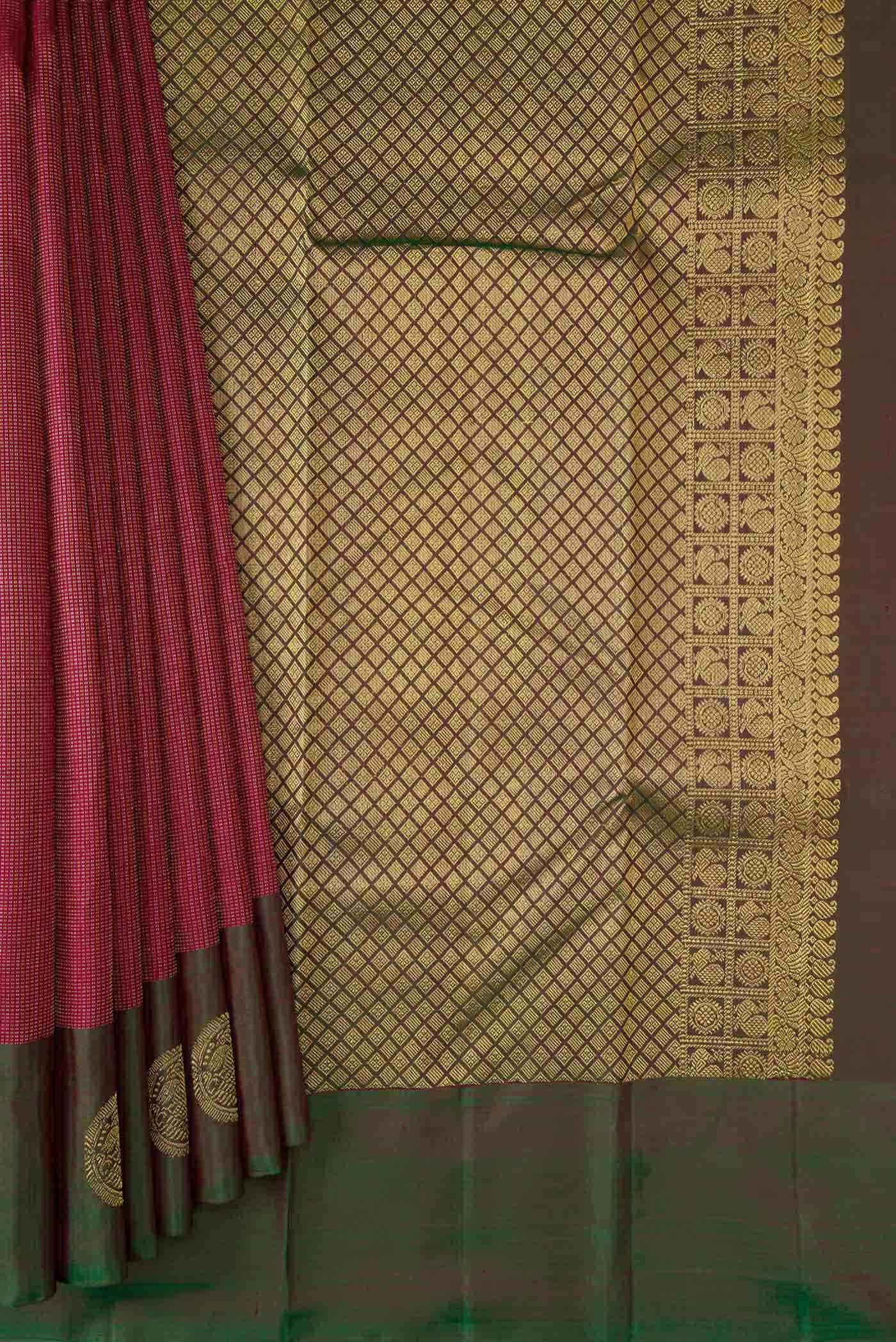 Maroon Dual Tone Kanchipuram Silk Saree - Image 2