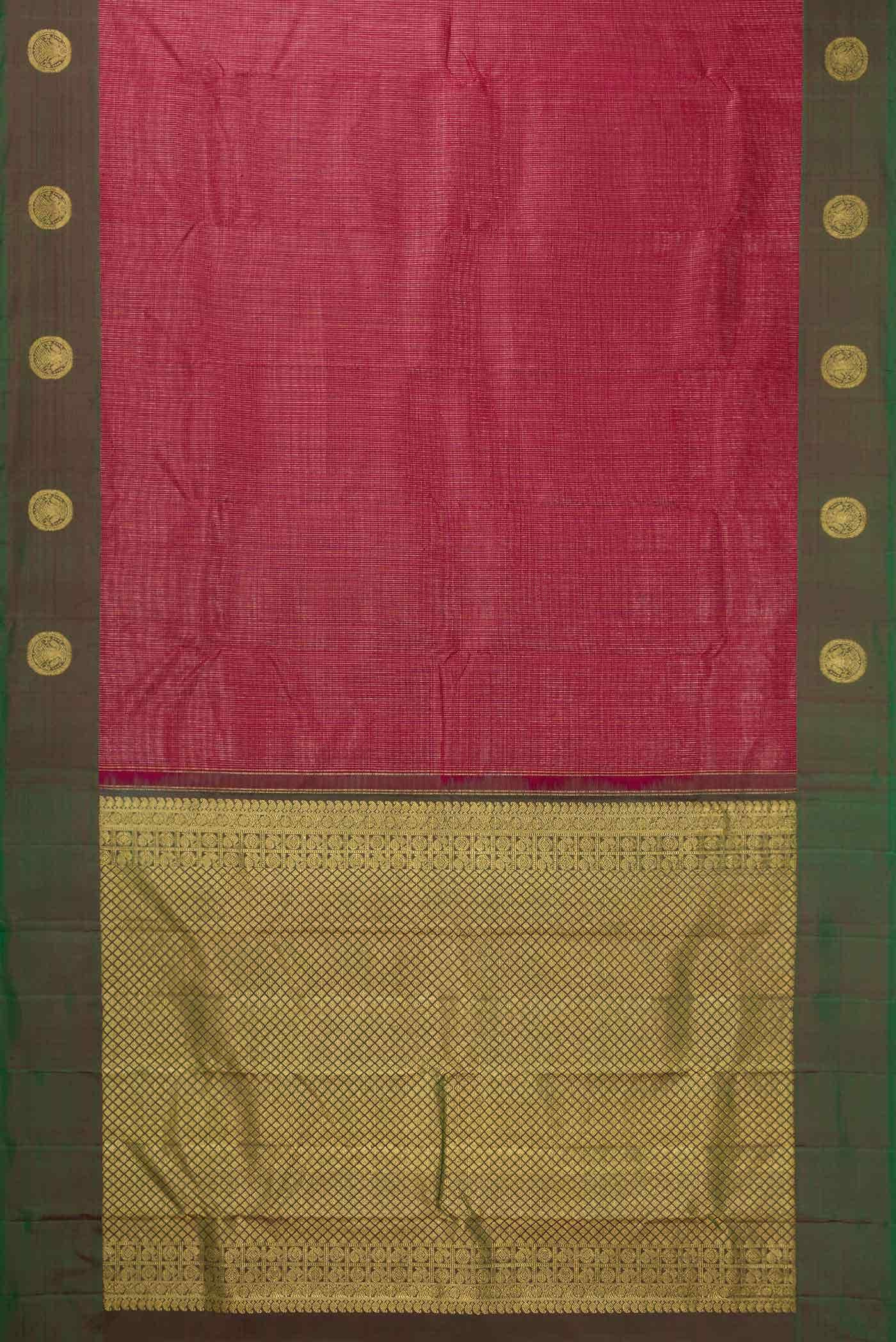 Maroon Dual Tone Kanchipuram Silk Saree - Image 4