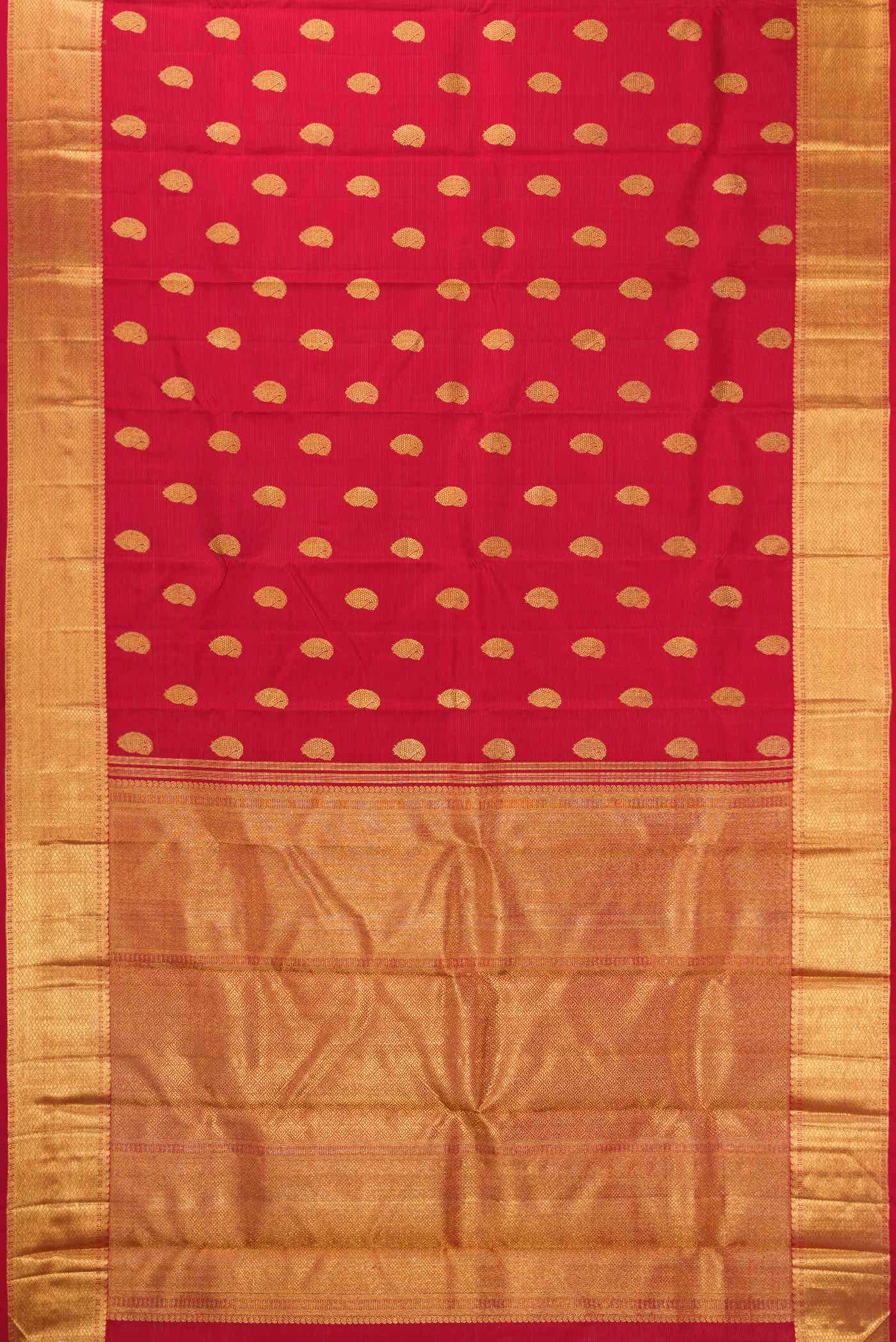 Pure Silk Pure Zari Maroon Dual Tone Kanjivaram Saree - Image 4