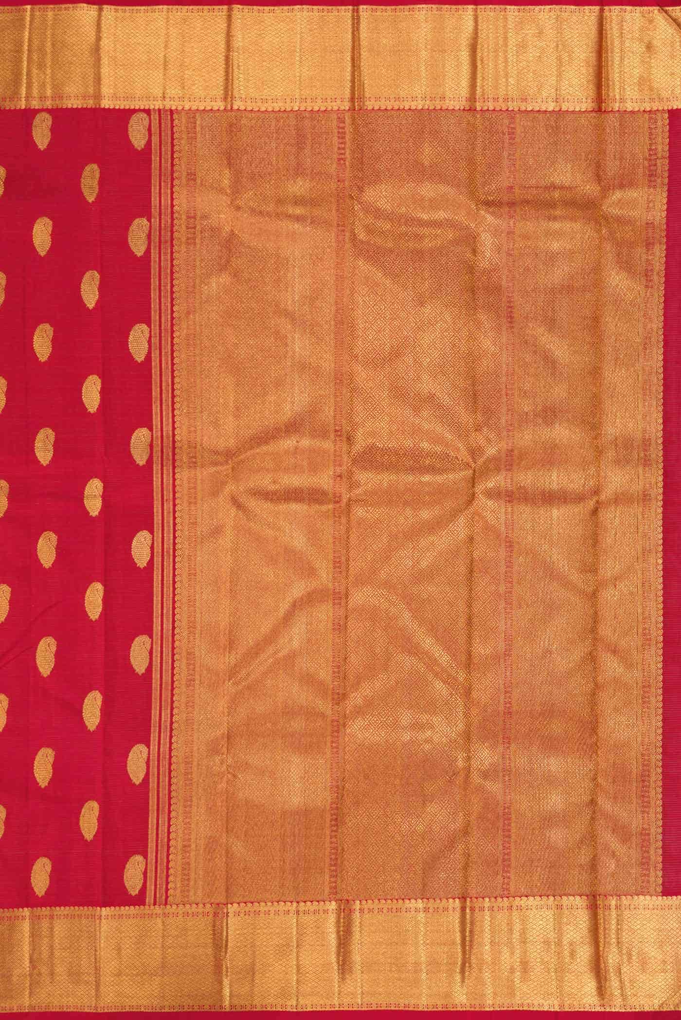 Pure Silk Pure Zari Maroon Dual Tone Kanjivaram Saree - Image 5