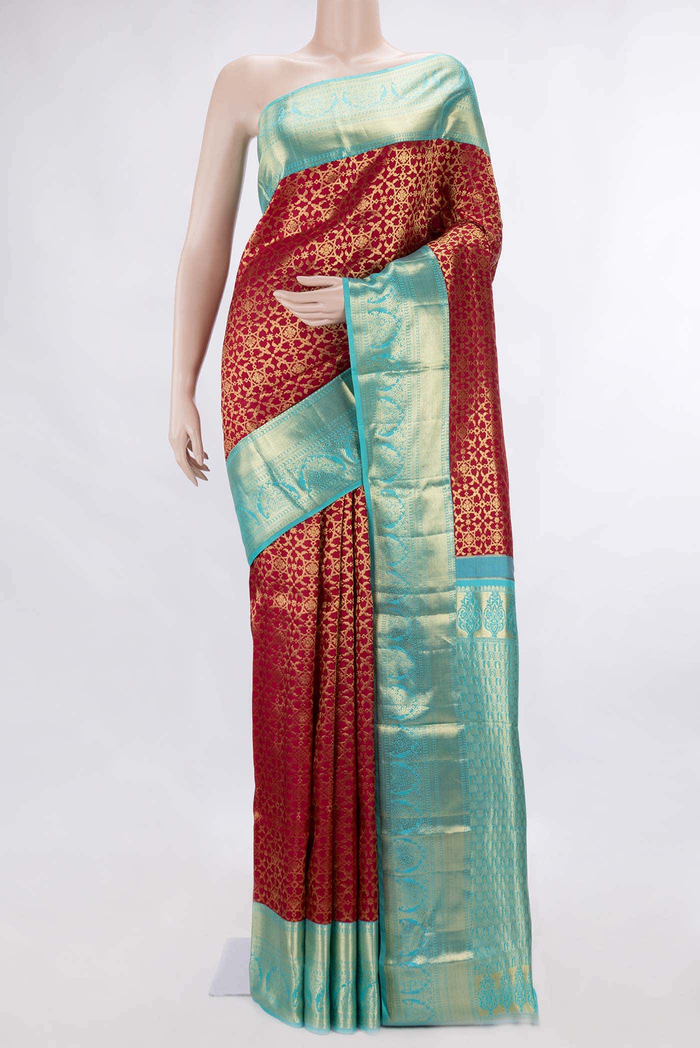 Maroon Dual Tone Kanjivaram Silk Saree