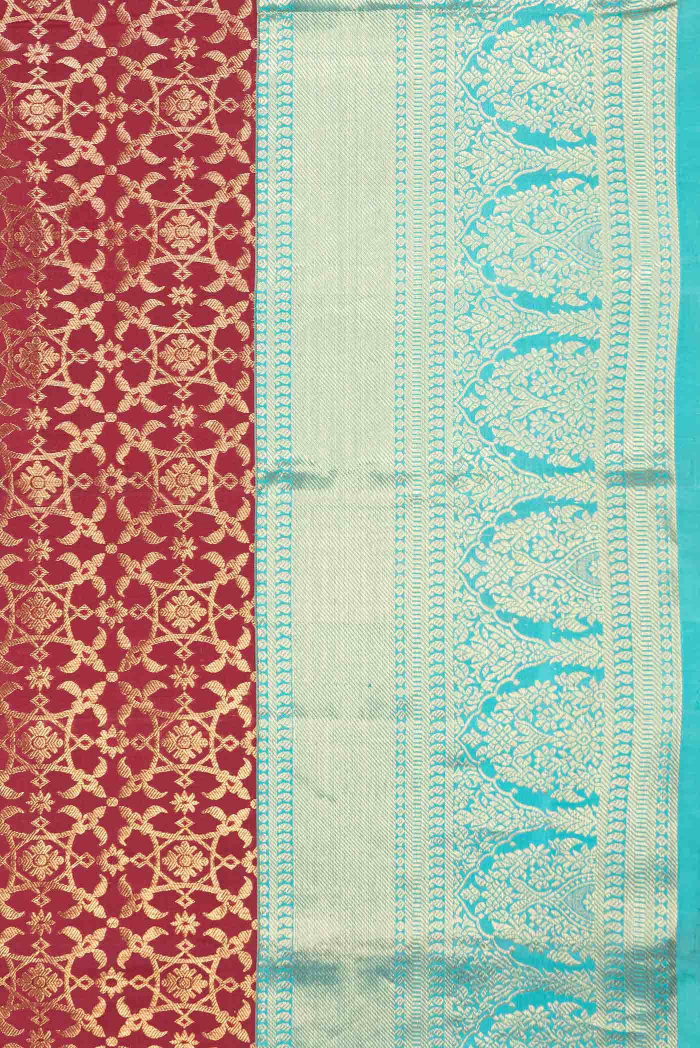 Maroon Dual Tone Kanjivaram Silk Saree - Image 6