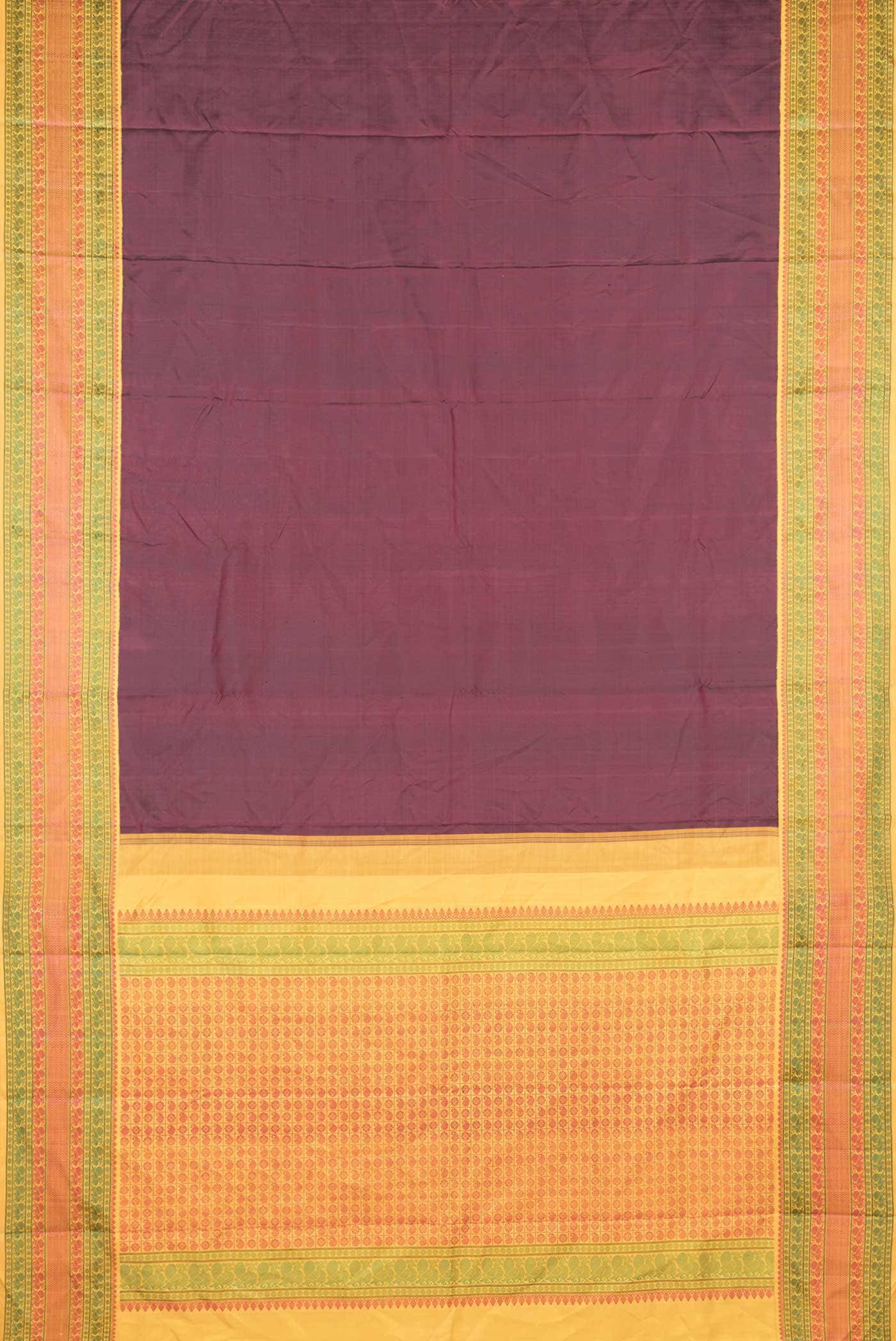 Maroon Dual Tone Kanjivaram Silk Saree - Image 4