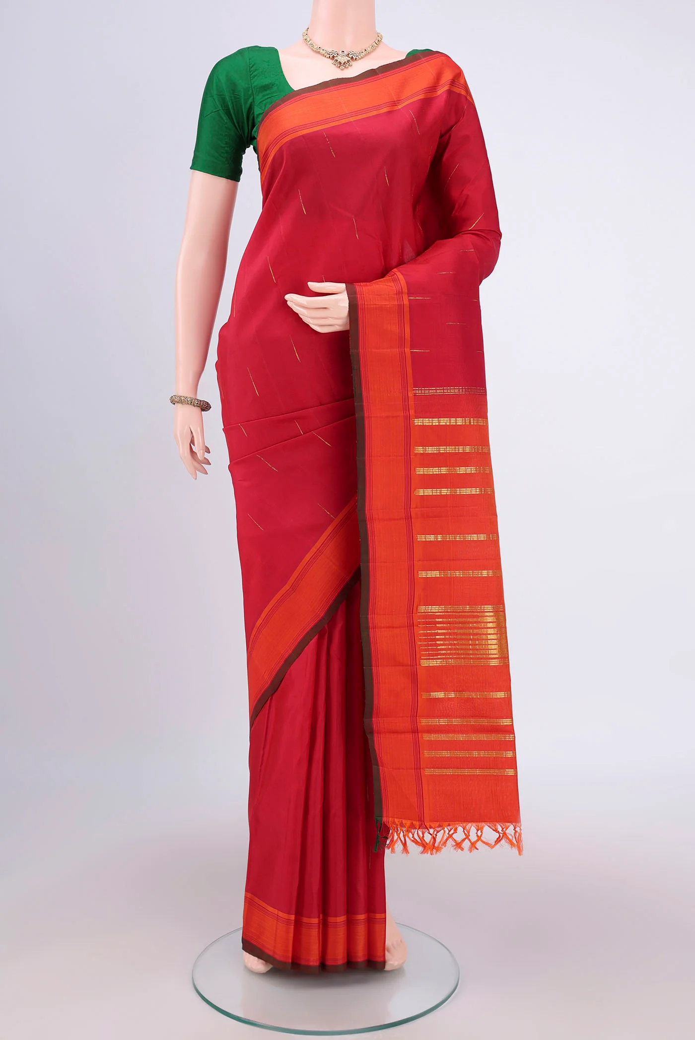 Maroon Dual Tone Kanjivaram Silk Saree