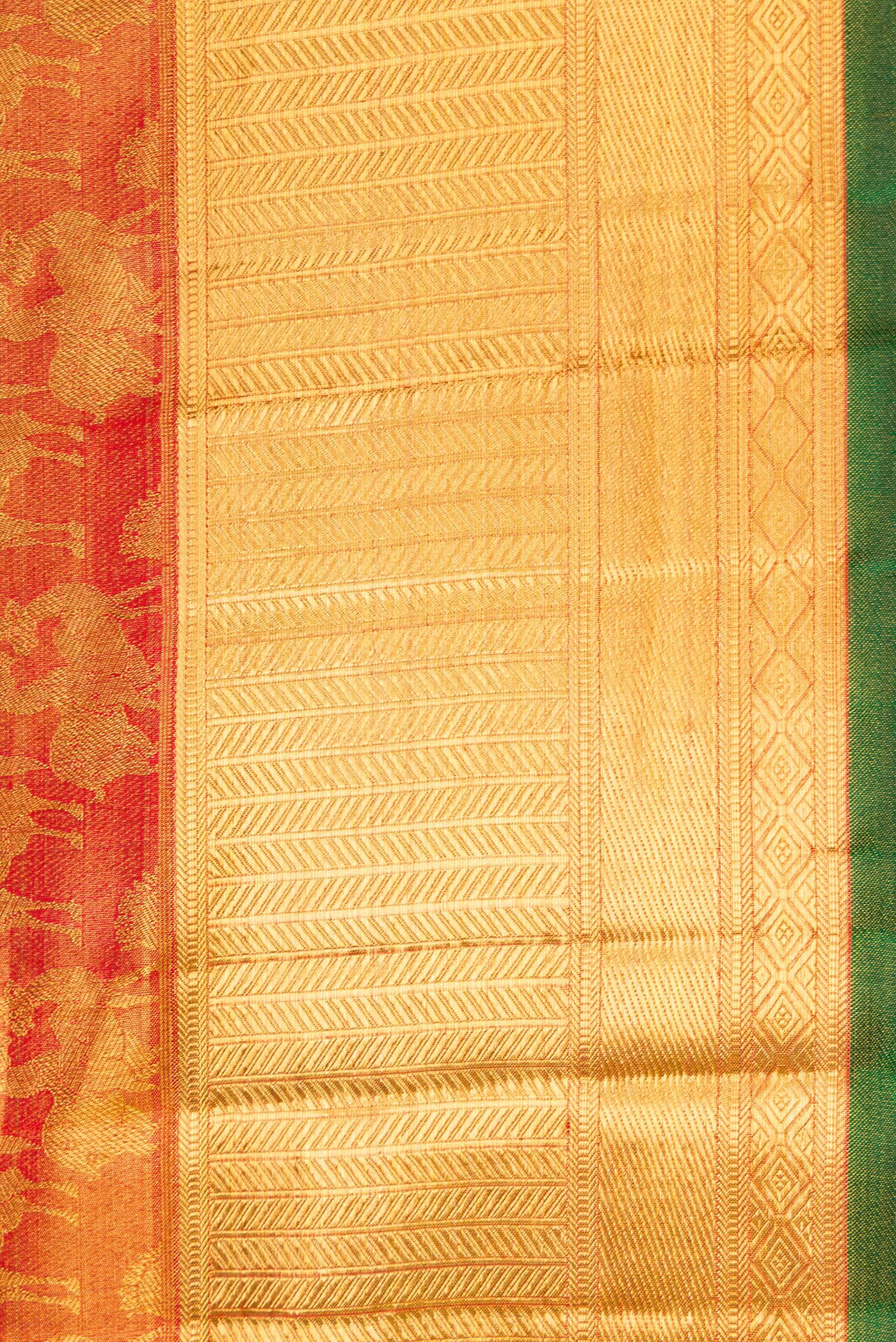 Gold with maroon Color Kanjivaram Tissue Silk Saree - Image 3
